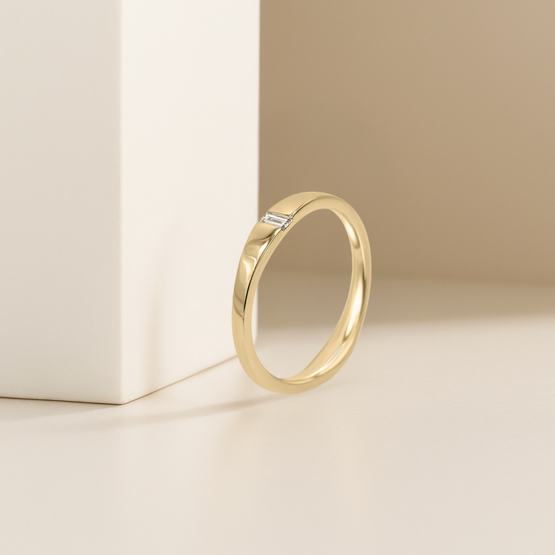 14K Gold Baguette Diamond Stackable Ring /Baguette Diamond Wedding Band