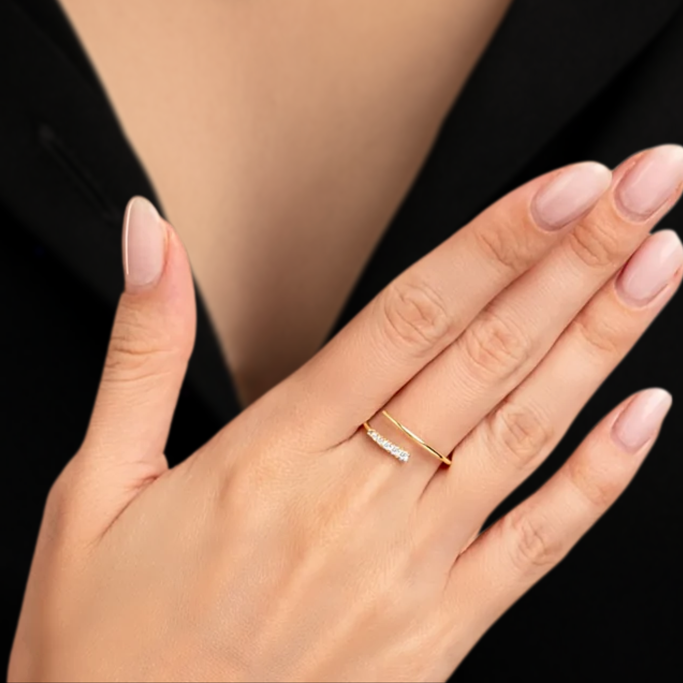 14K Gold Dainty Open Design Wrap Ring