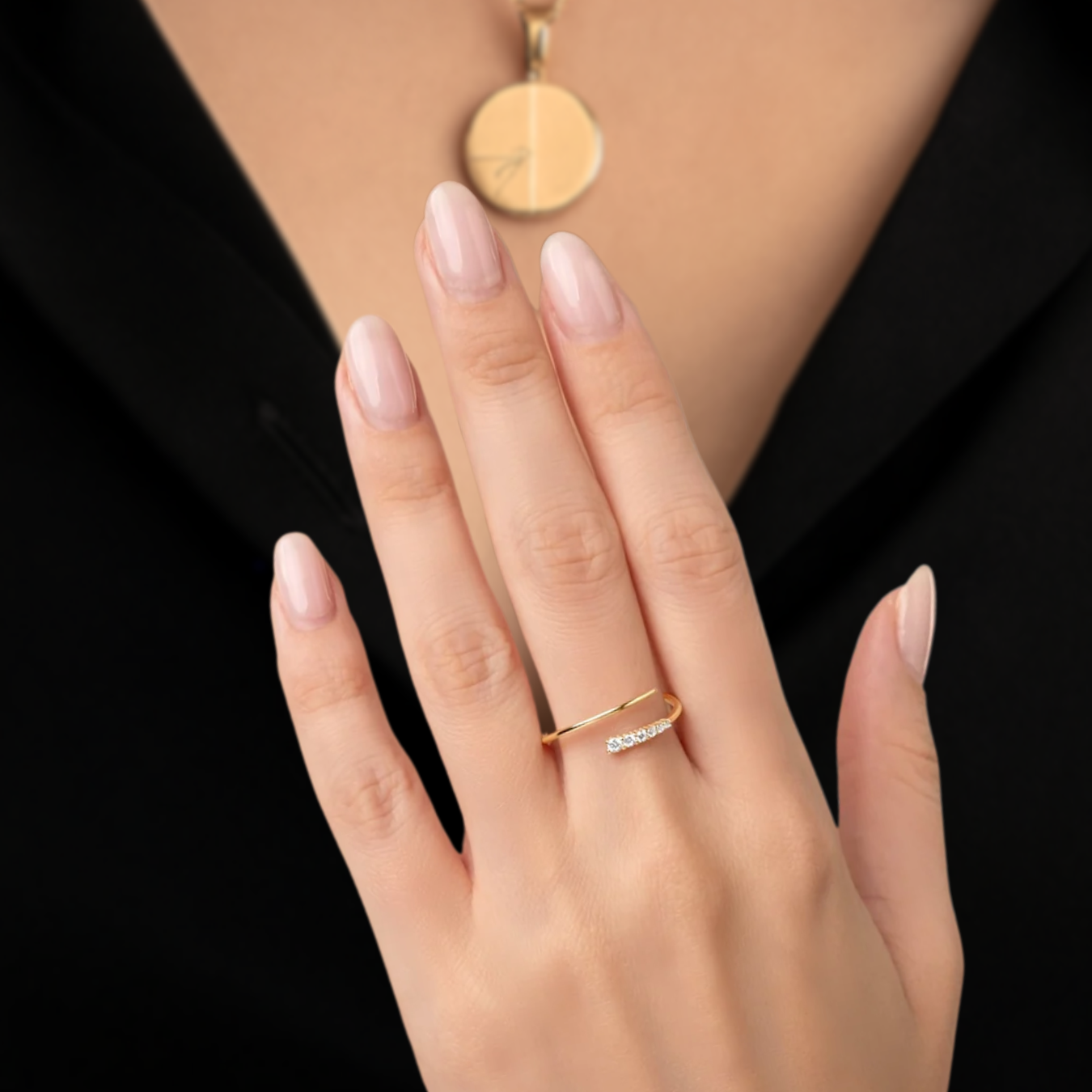 14K Gold Dainty Open Design Wrap Ring