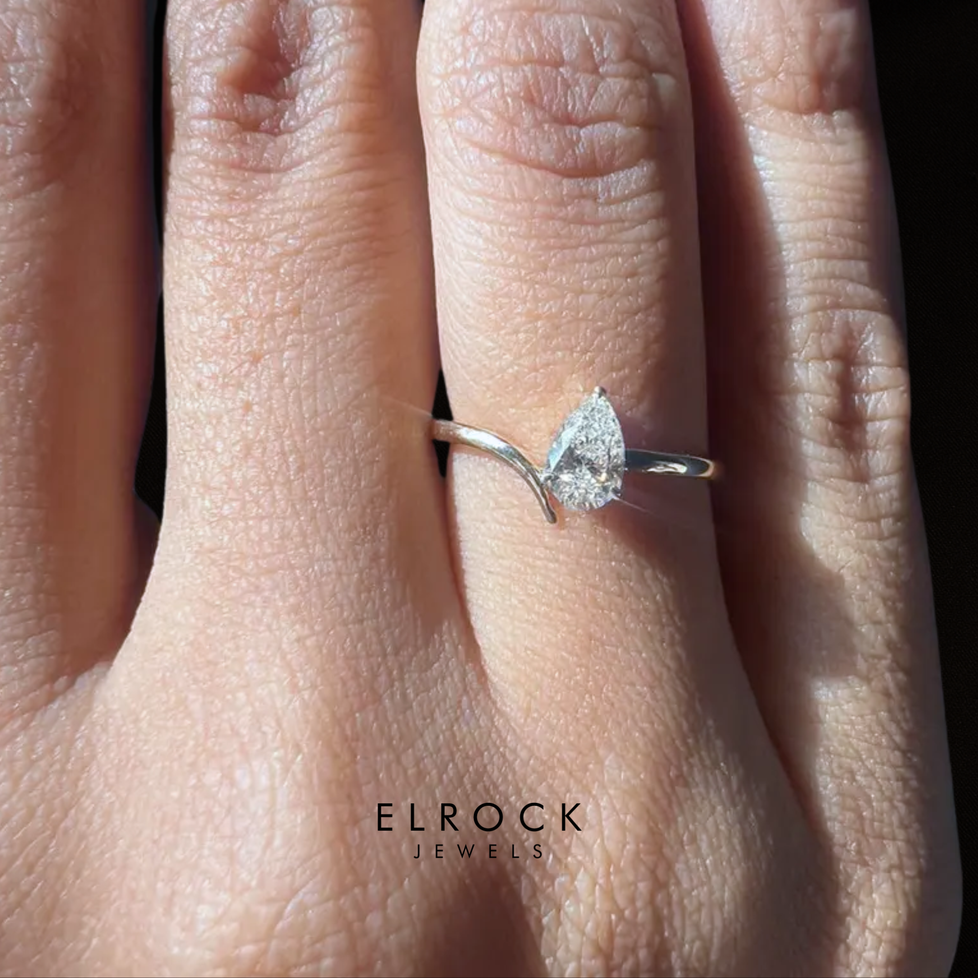 Unique Engagement Ring 0.50 ctw, 14k Gold Pear Cut Ring with Lab-Grown Diamond