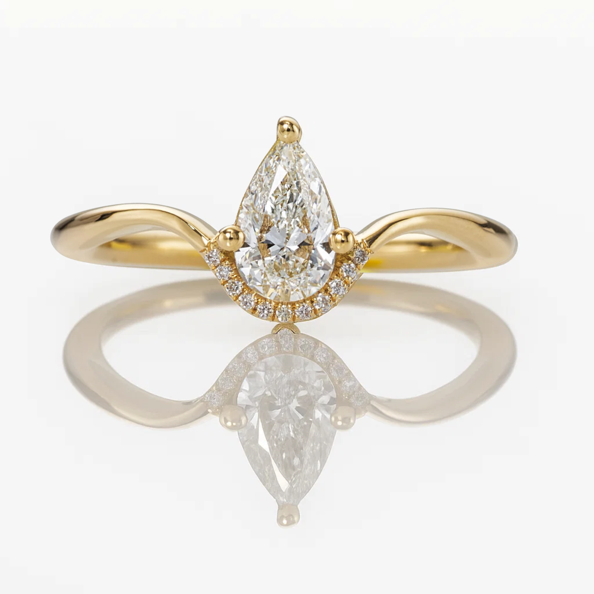 14K Yellow Gold 0.50 Carat Pear Cut Lab Grown Diamond Floating Pear