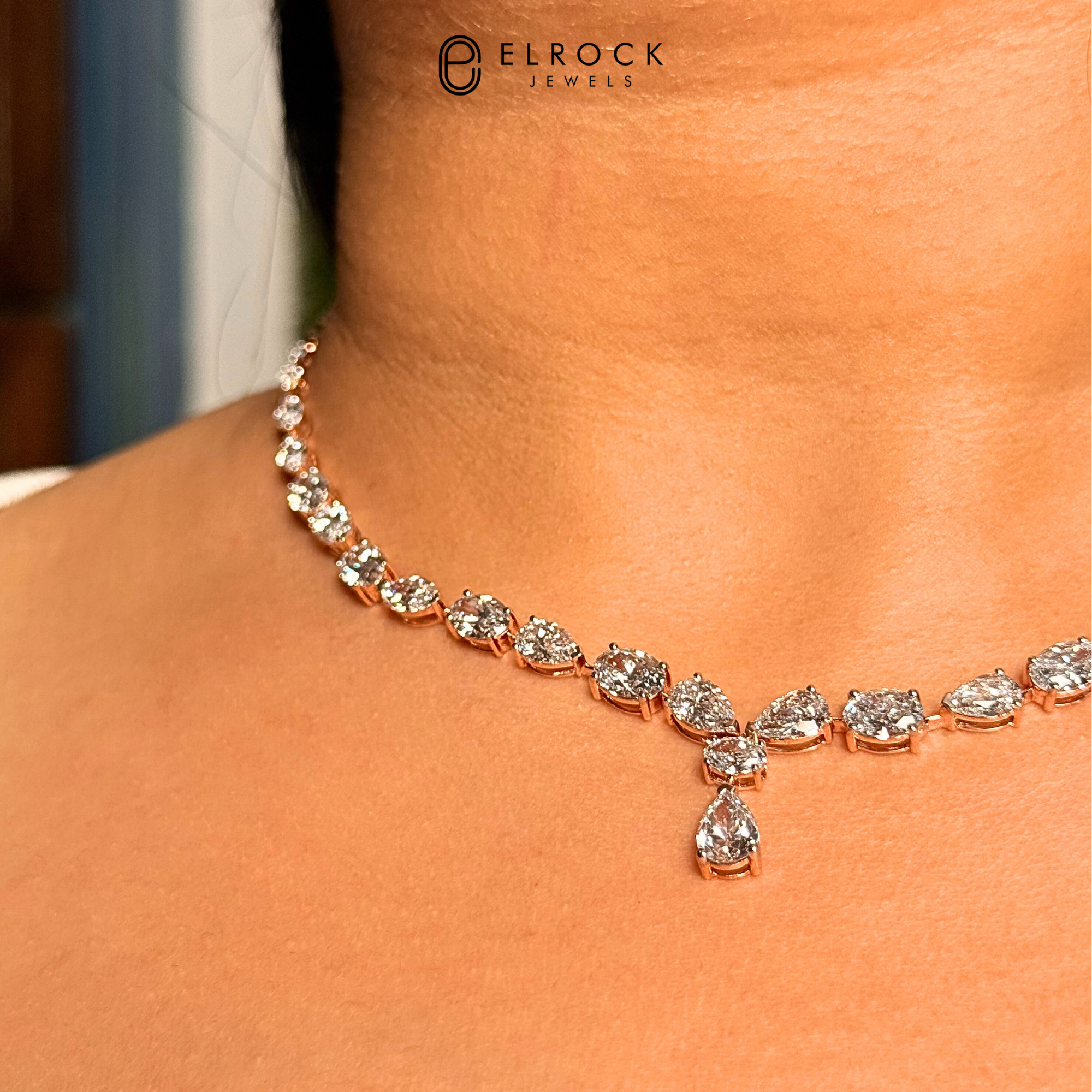 Marquise Oval Pear Cut  Lab Grown Diamond Necklace
