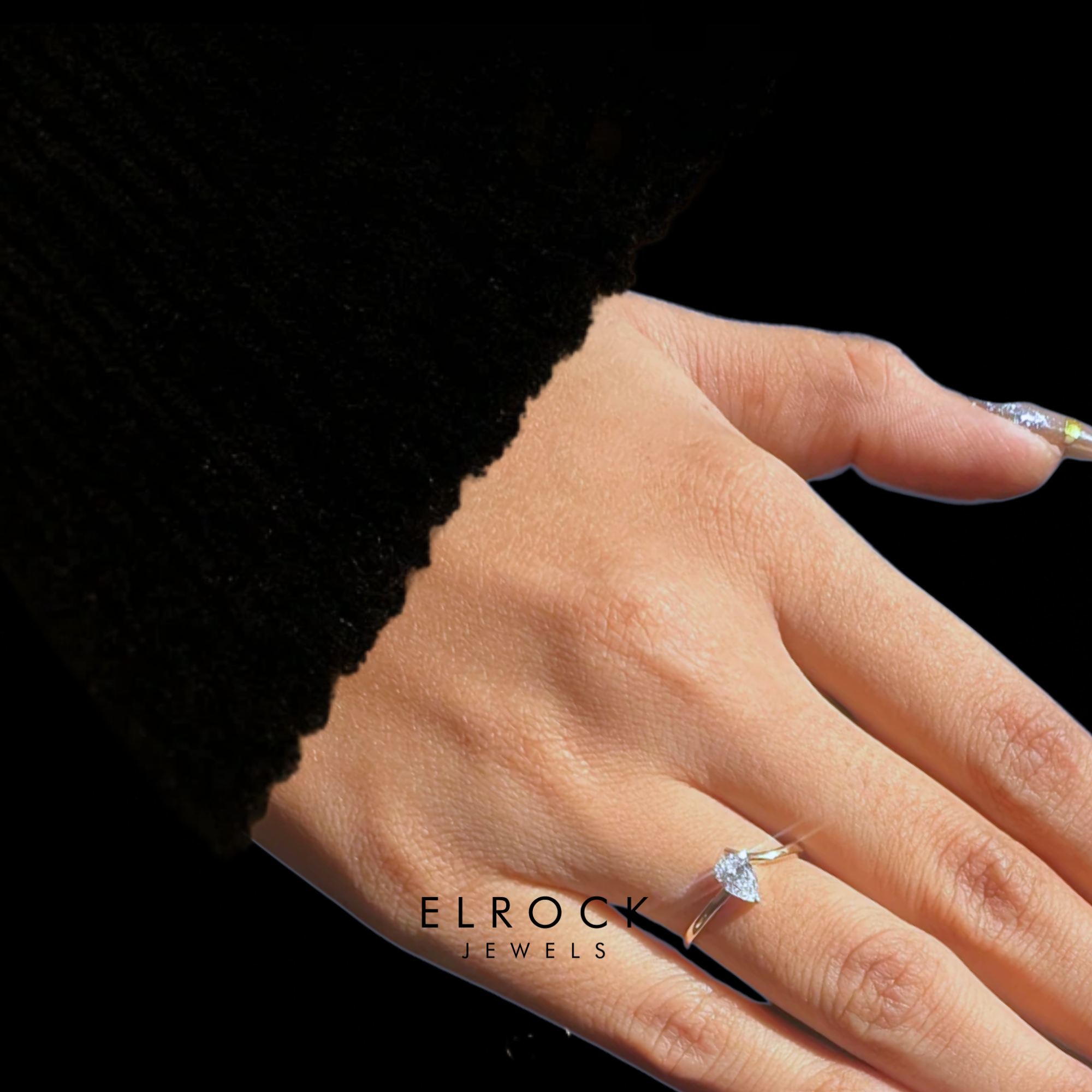 Unique Engagement Ring 0.50 ctw, 14k Gold Pear Cut Ring with Lab-Grown Diamond