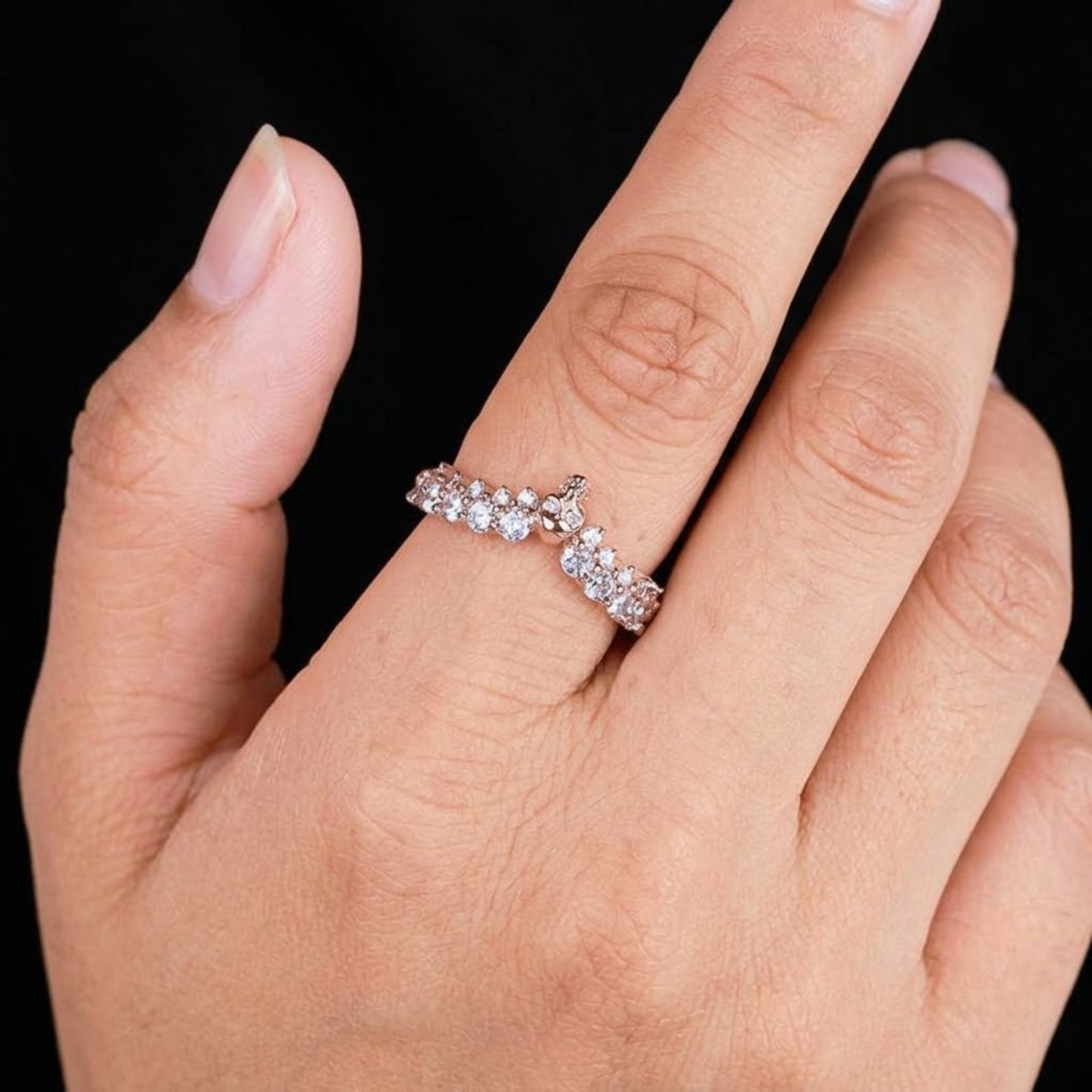 14K Skull Wedding Band with Round Cut Lab Grown Diamonds
