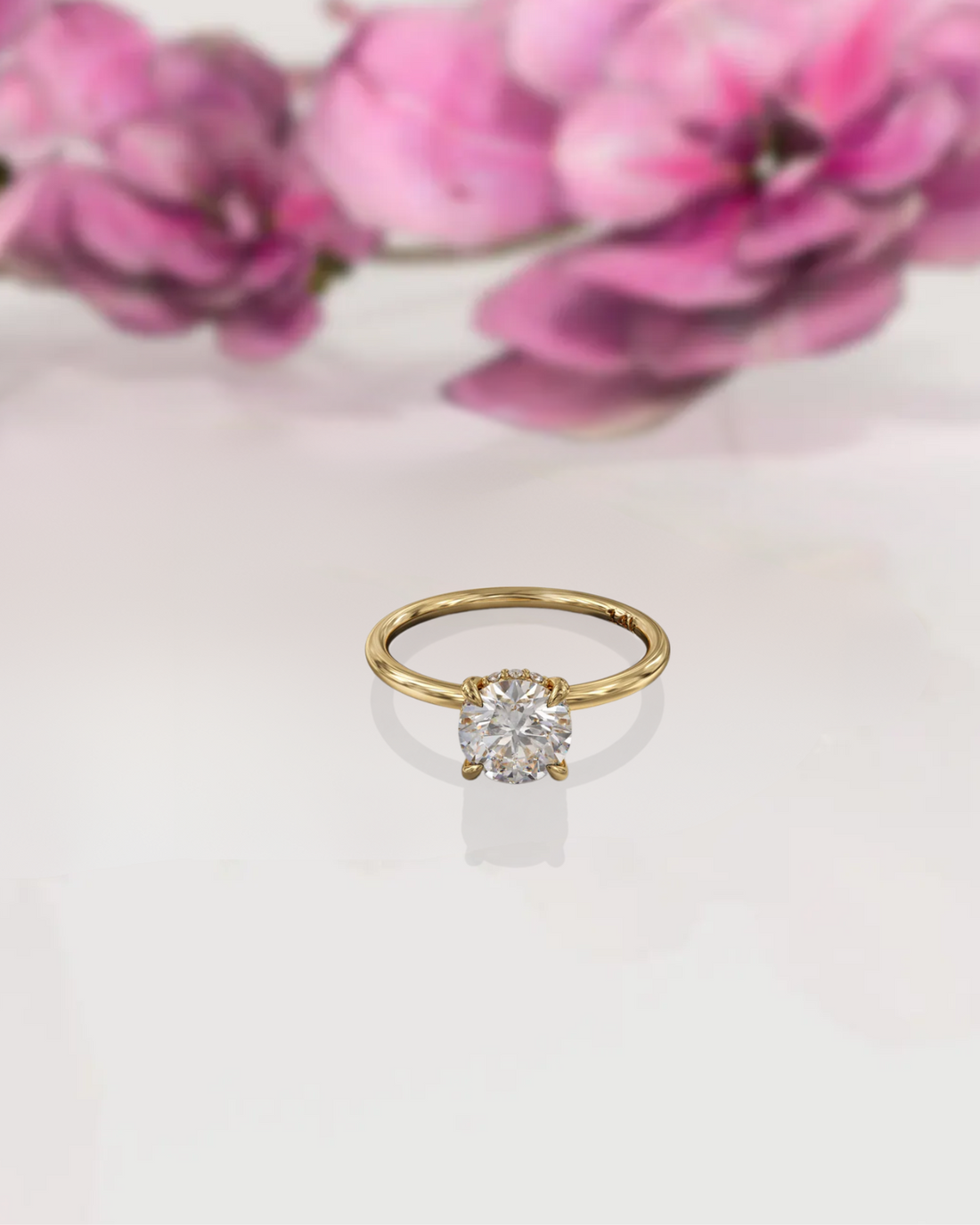 1 CT Solitaire Round Lab Grown Diamond With Hidden halo Engagement ring