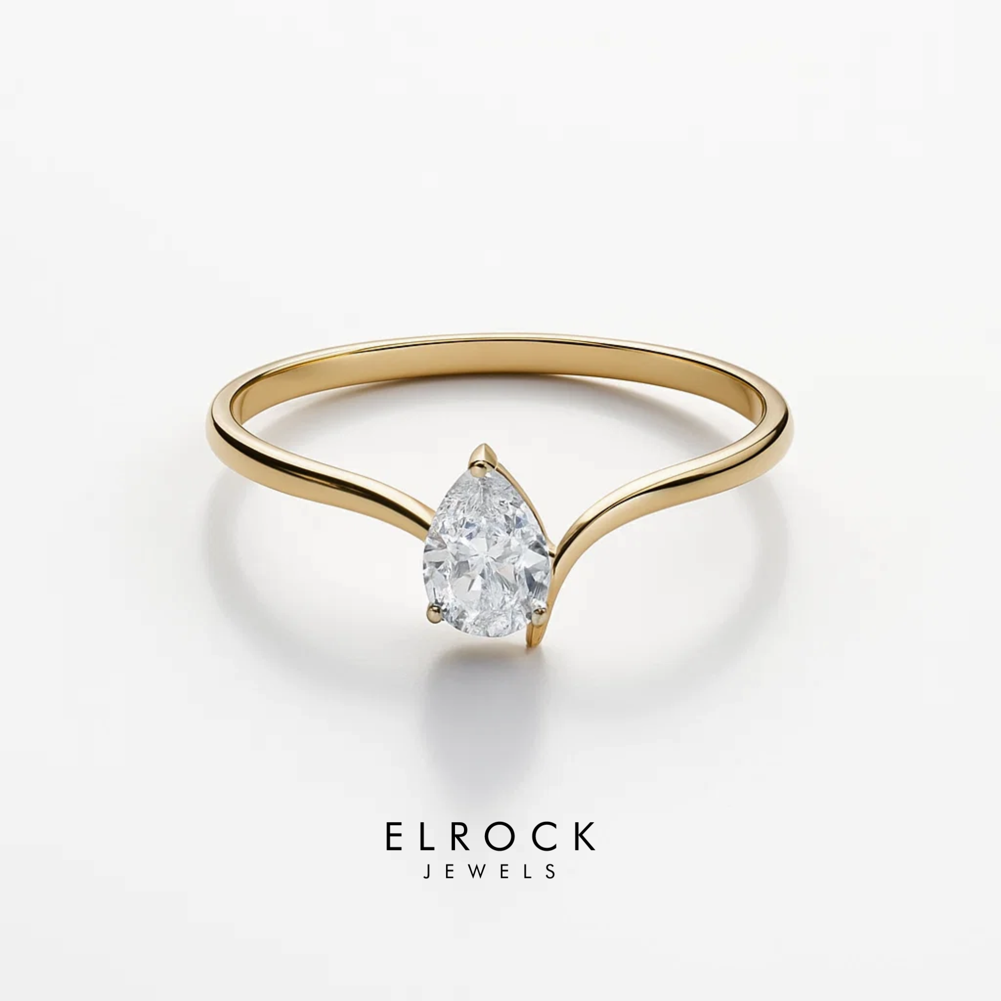 Unique Engagement Ring 0.50 ctw, 14k Gold Pear Cut Ring with Lab-Grown Diamond