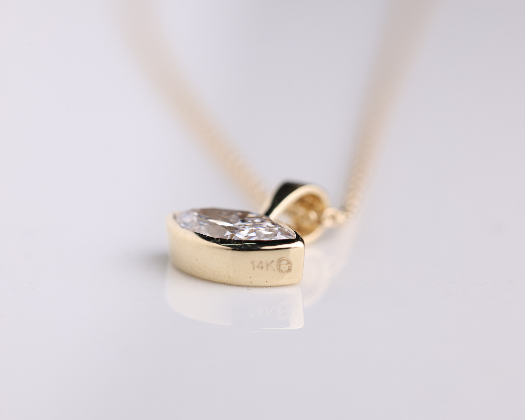 14K Gold East West Solitaire Marquise Cut Lab Grown Diamond Pendant