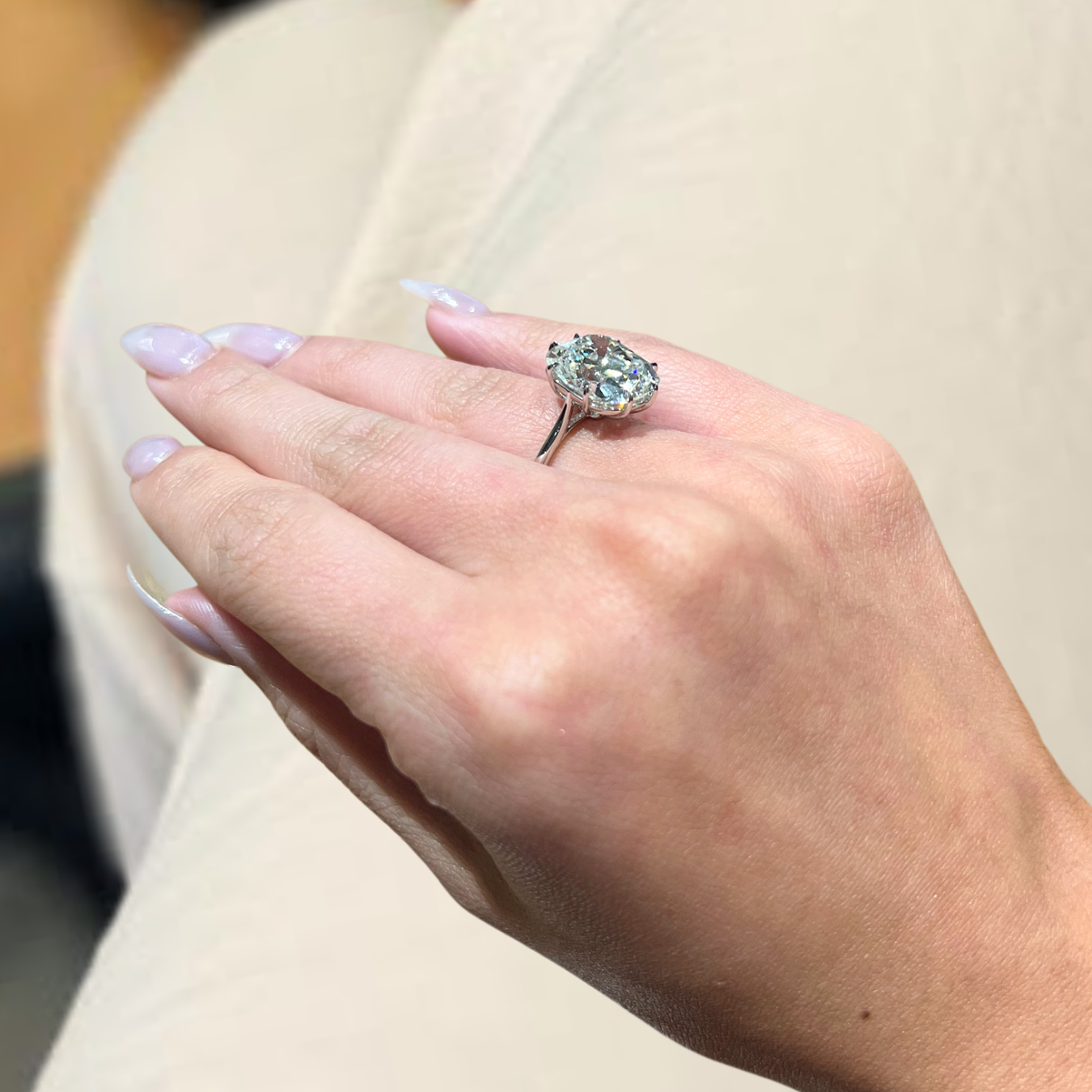 8 Carat Cushion Cut Lab Grown Diamond 14K Gold Solitaire Engagement Ring