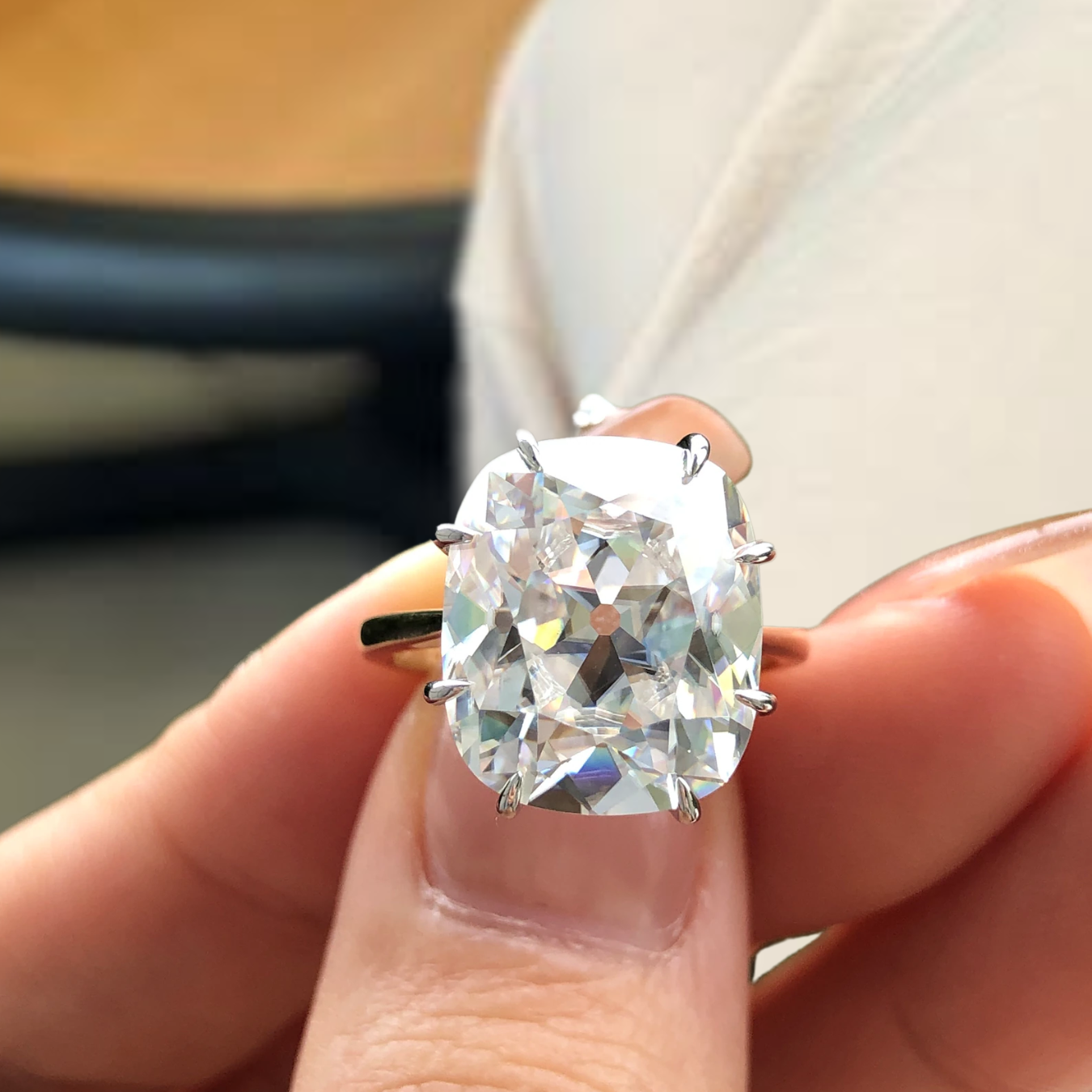 8 Carat Cushion Cut Lab Grown Diamond 14K Gold Solitaire Engagement Ring
