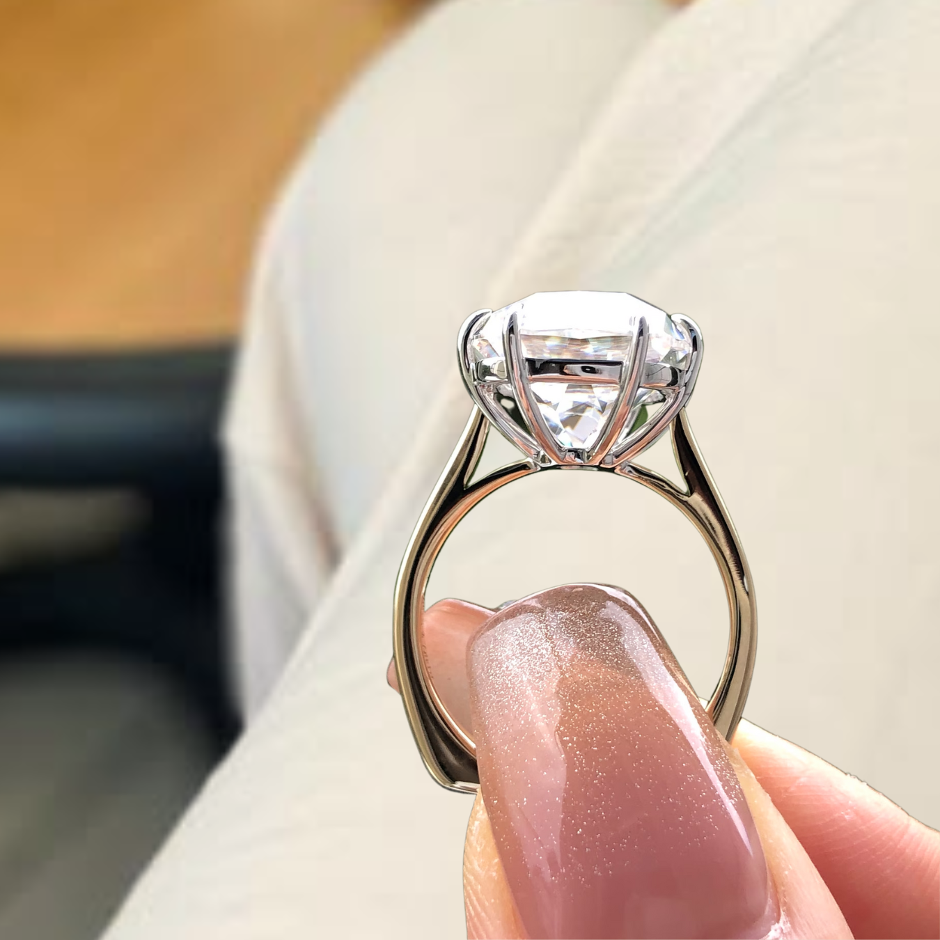8 Carat Cushion Cut Lab Grown Diamond 14K Gold Solitaire Engagement Ring