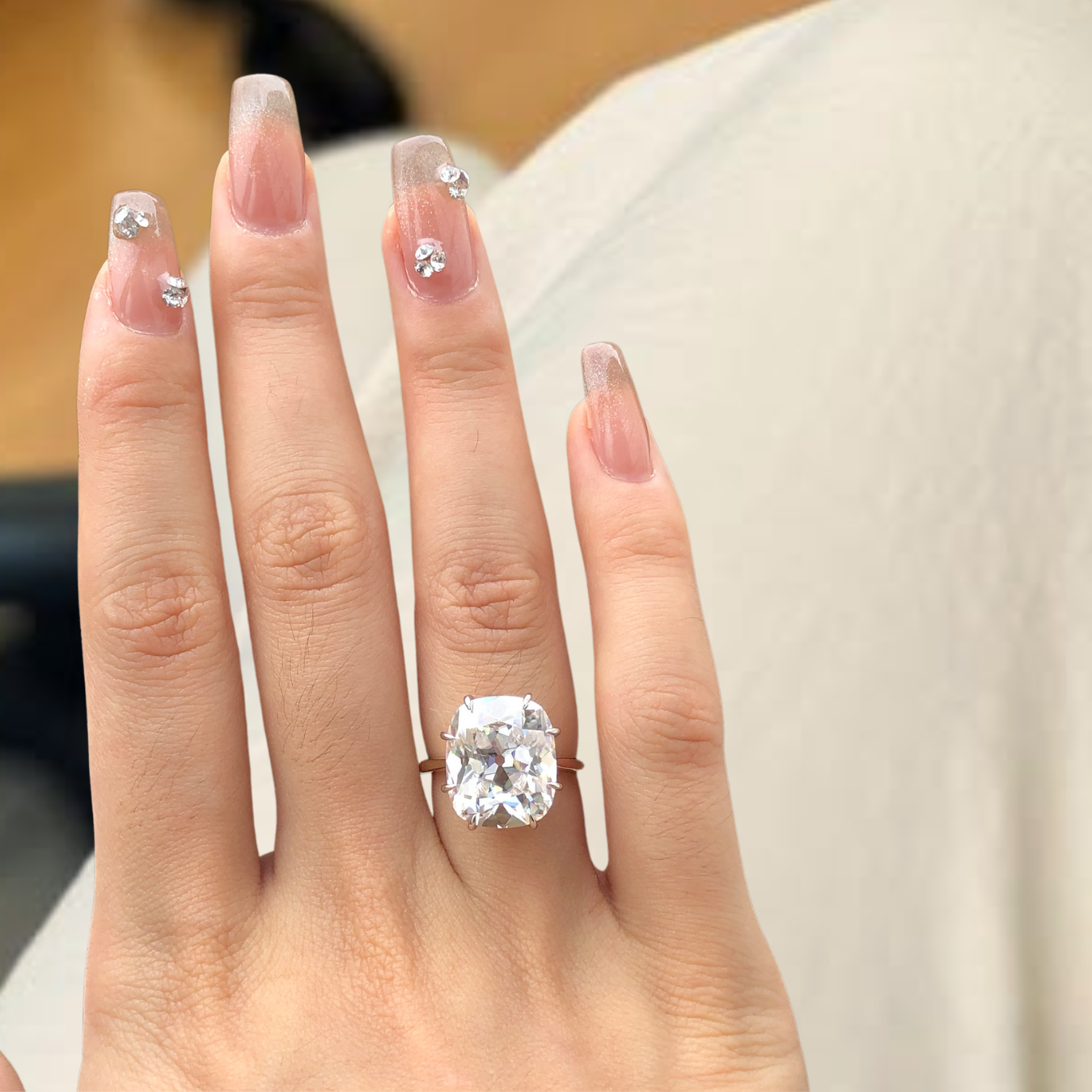 8 Carat Cushion Cut Lab Grown Diamond 14K Gold Solitaire Engagement Ring