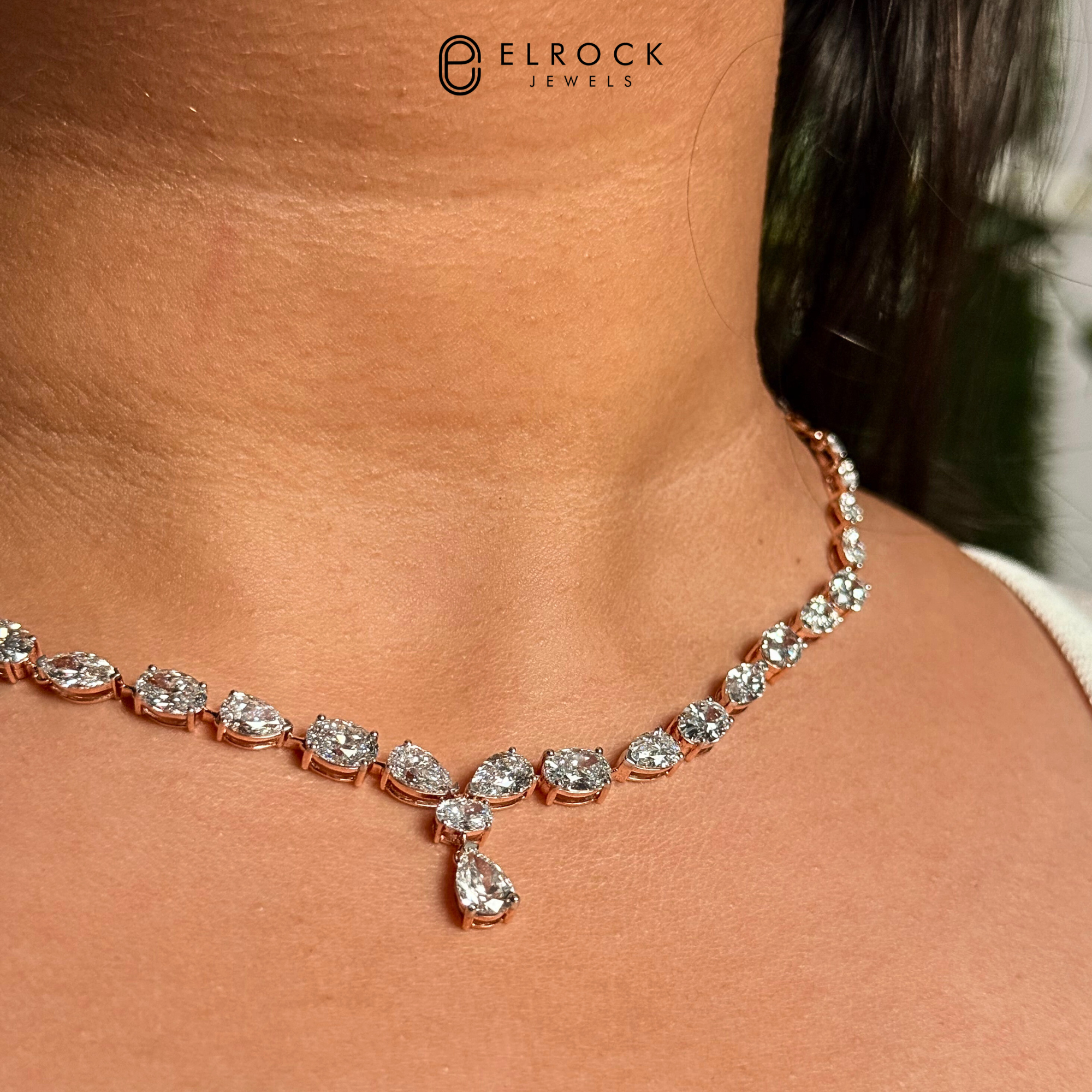 Marquise Oval Pear Cut  Lab Grown Diamond Necklace