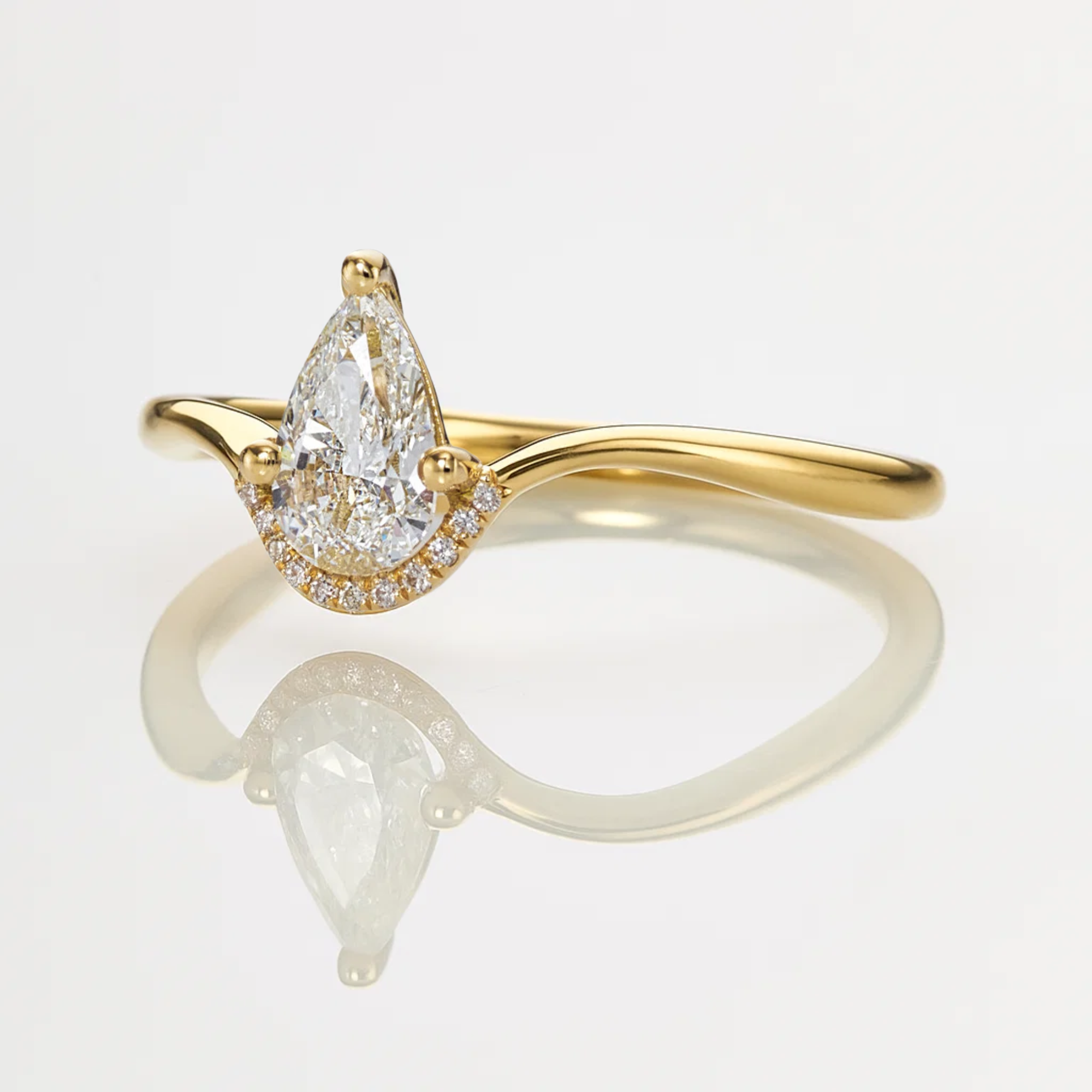 14K Yellow Gold 0.50 Carat Pear Cut Lab Grown Diamond Floating Pear