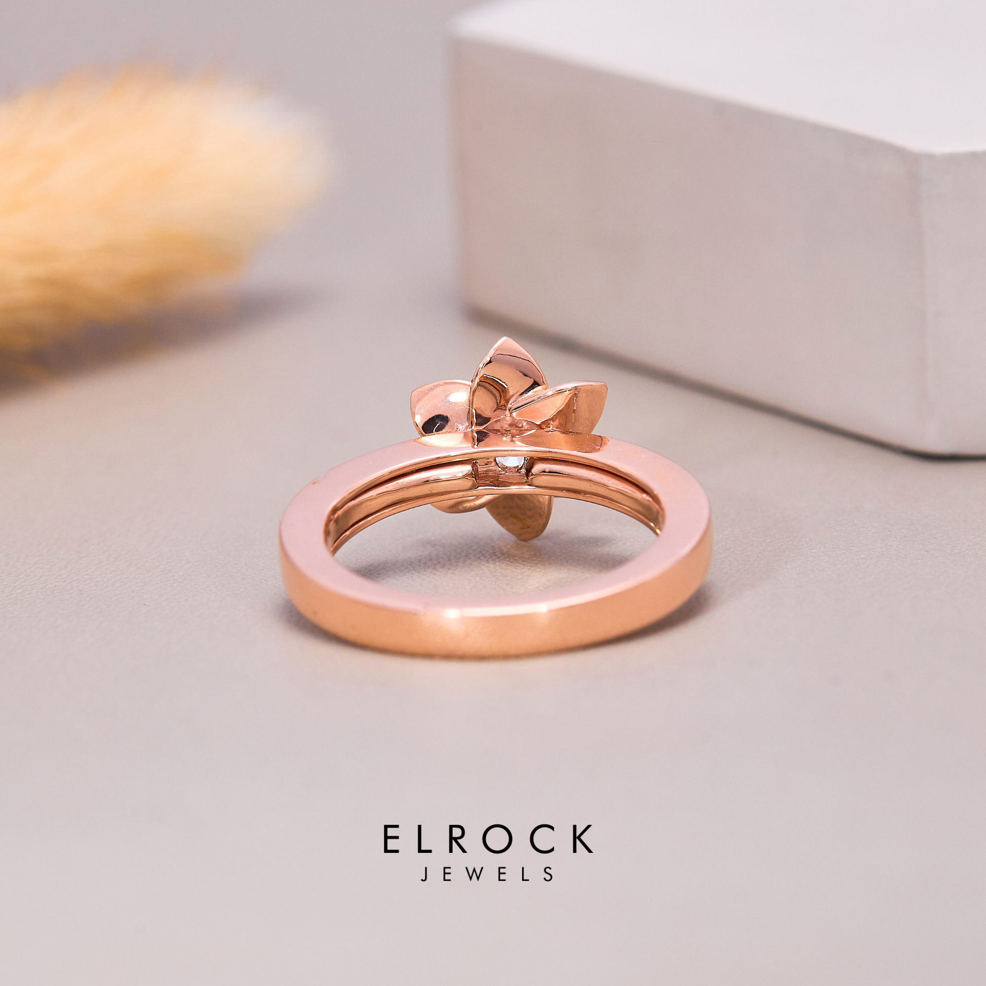 14K Gold Floral Minimalist Lab Grown Diamond Ring