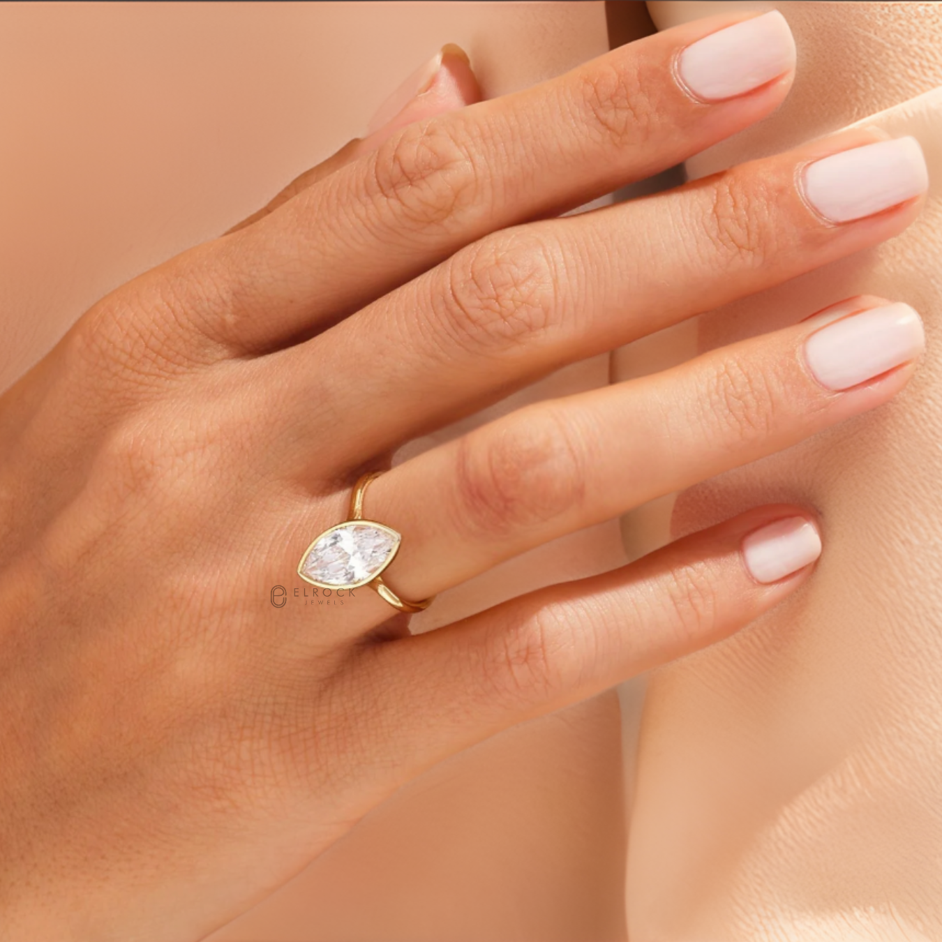 2.5 Carat Bezel Set Marquise-Cut Lab-Grown Diamond Engagement Ring