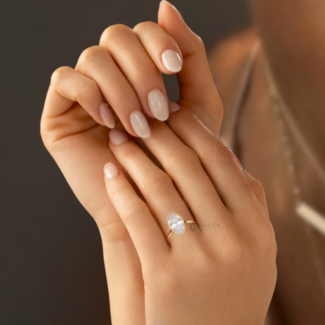 2.5 Carat Bezel Set Marquise-Cut Lab-Grown Diamond Engagement Ring