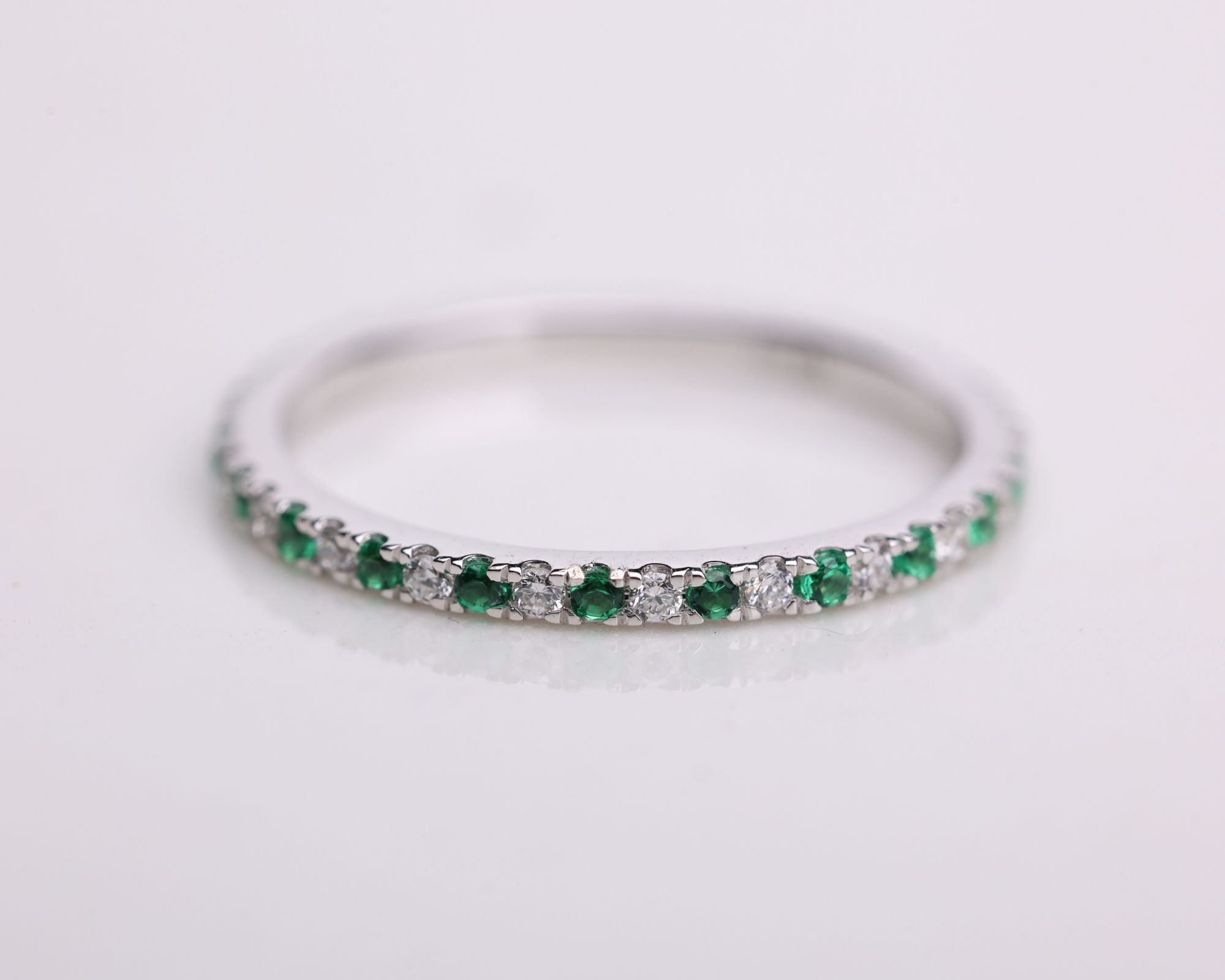 14K Solid Gold Full Eternity Birthstone Band Stackable Ring