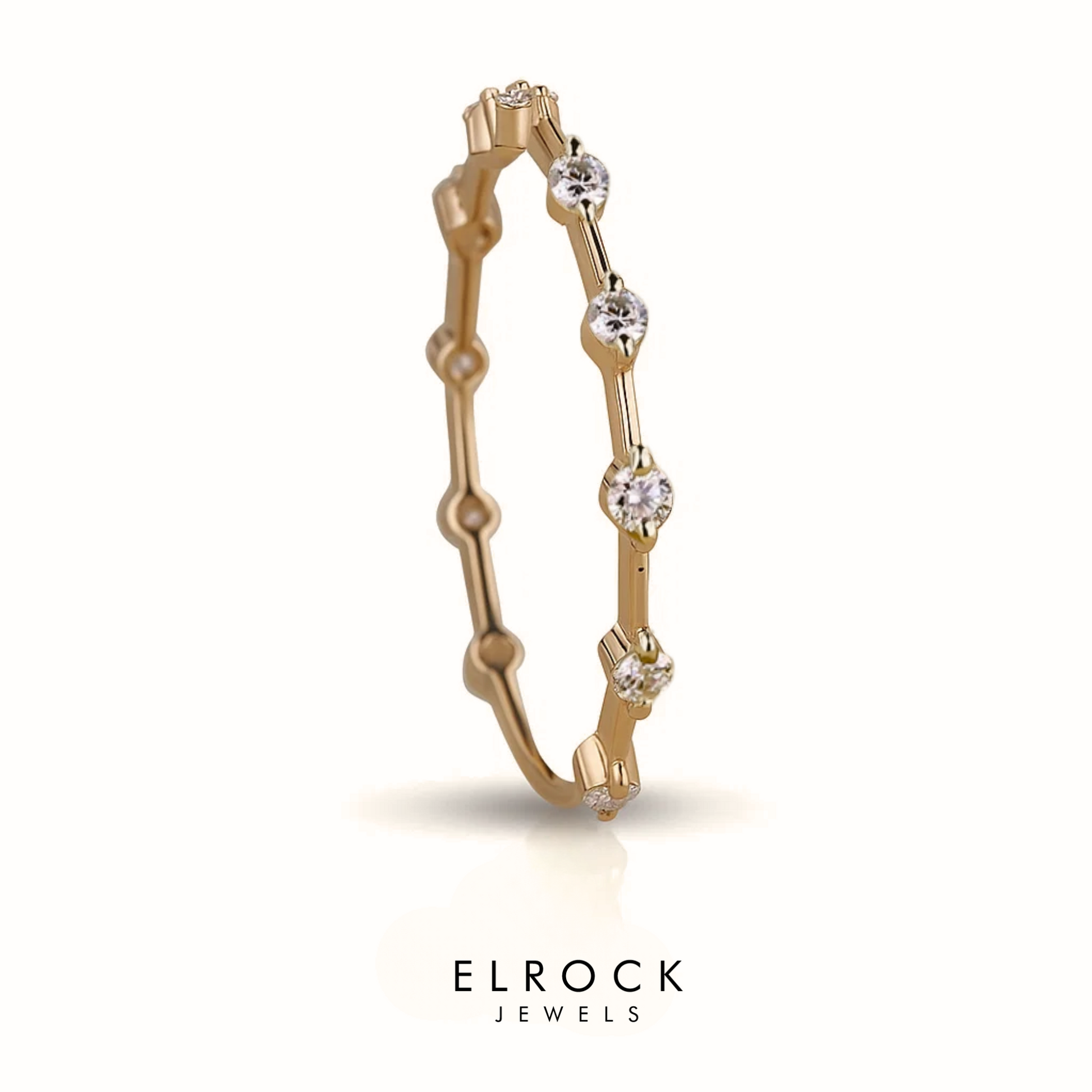 14K Gold Floating Bubble Diamond Wedding Band
