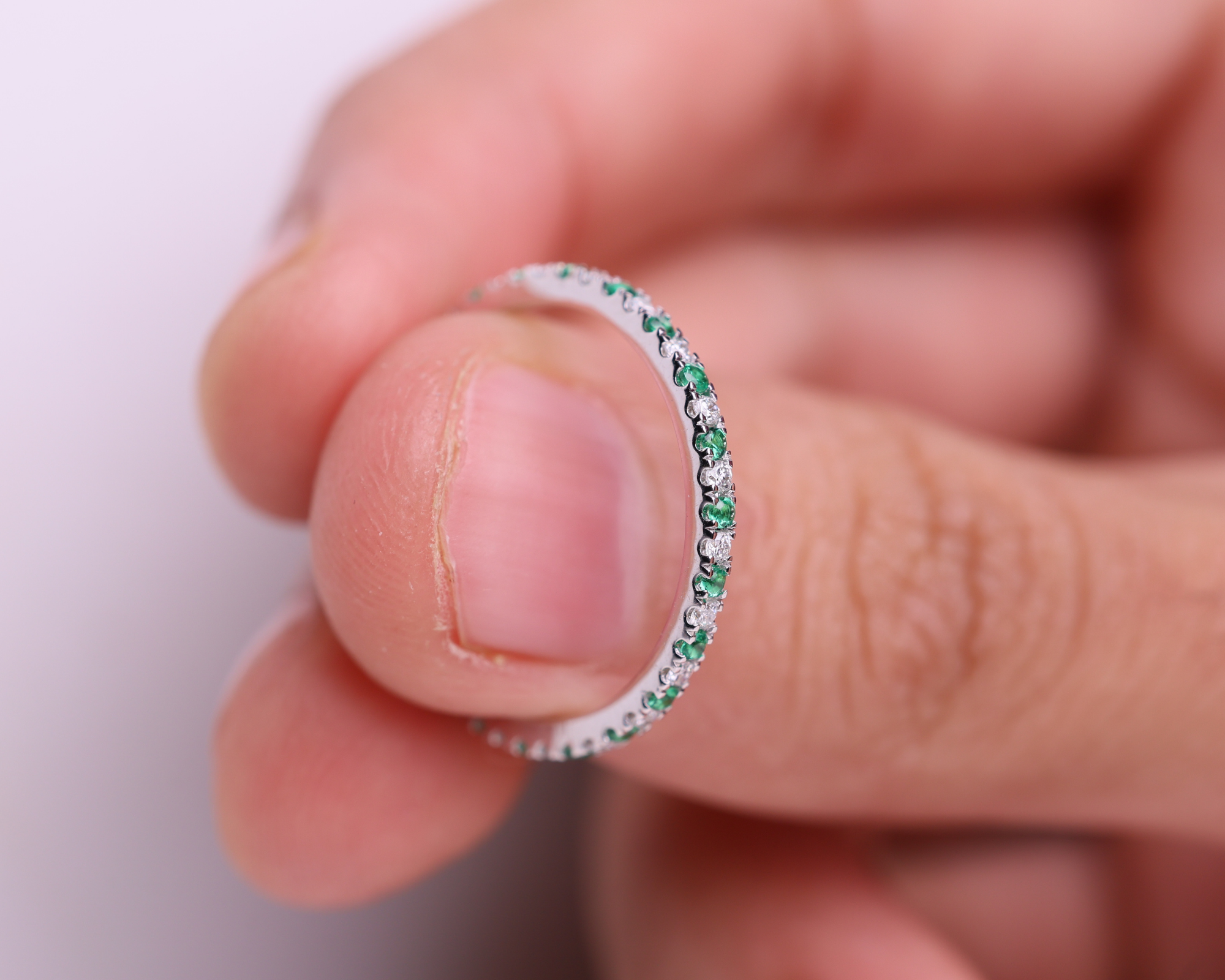 14K Solid Gold Full Eternity Birthstone Band Stackable Ring