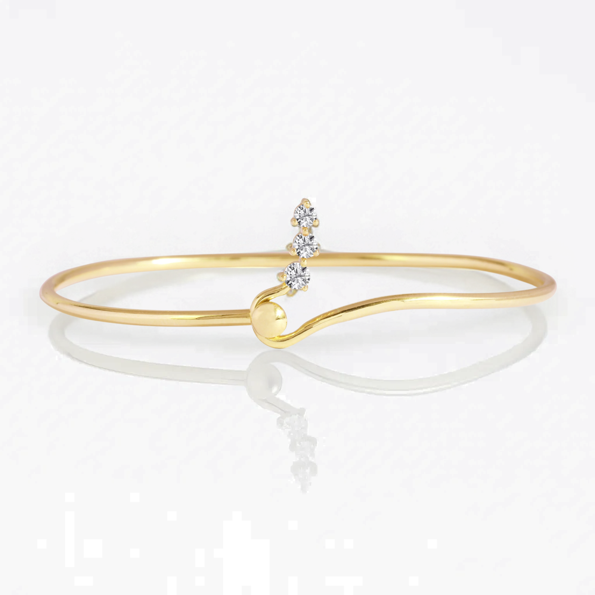 14K Gold Round Diamond Trio Cuff Diamond Bracelet