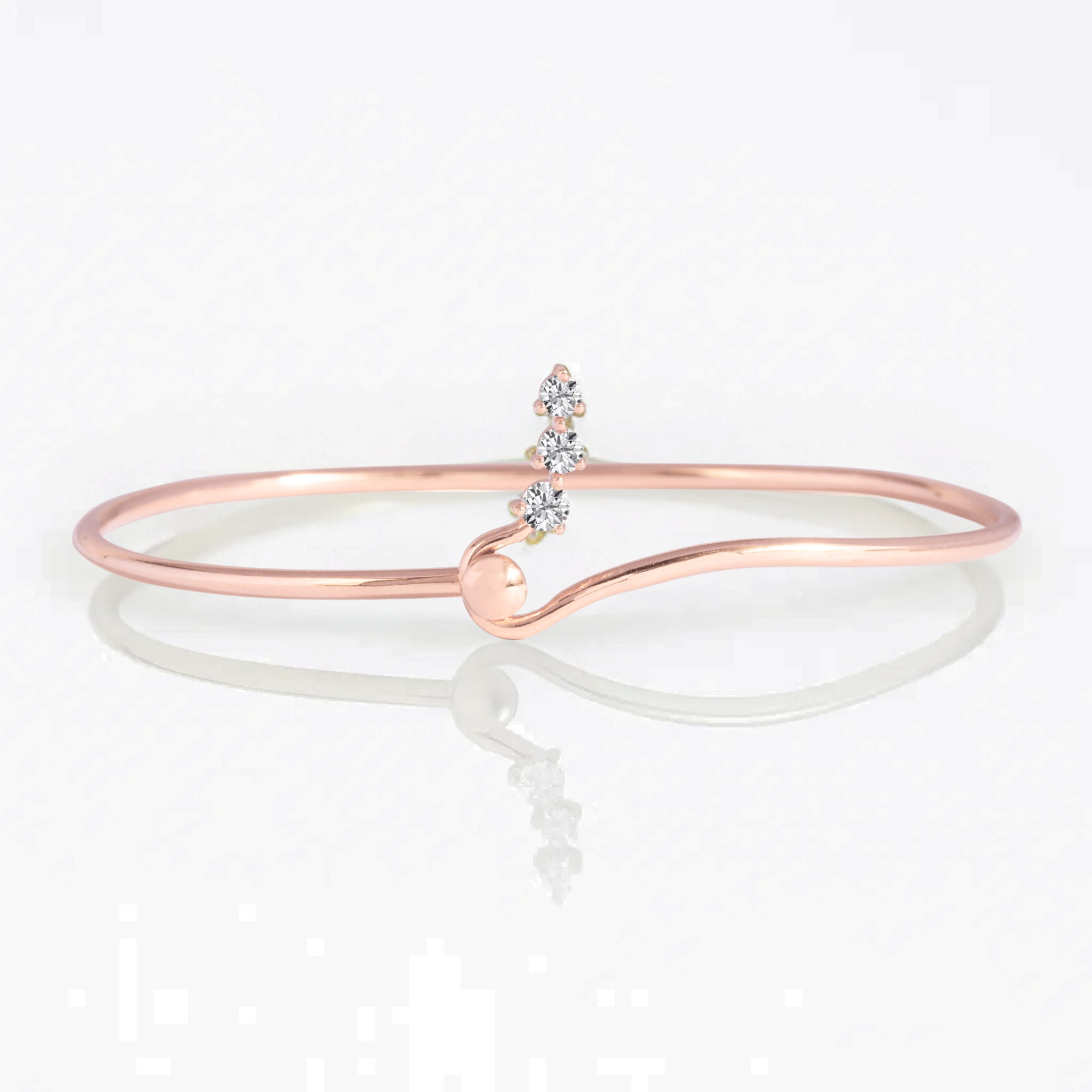 14K Gold Round Diamond Trio Cuff Diamond Bracelet