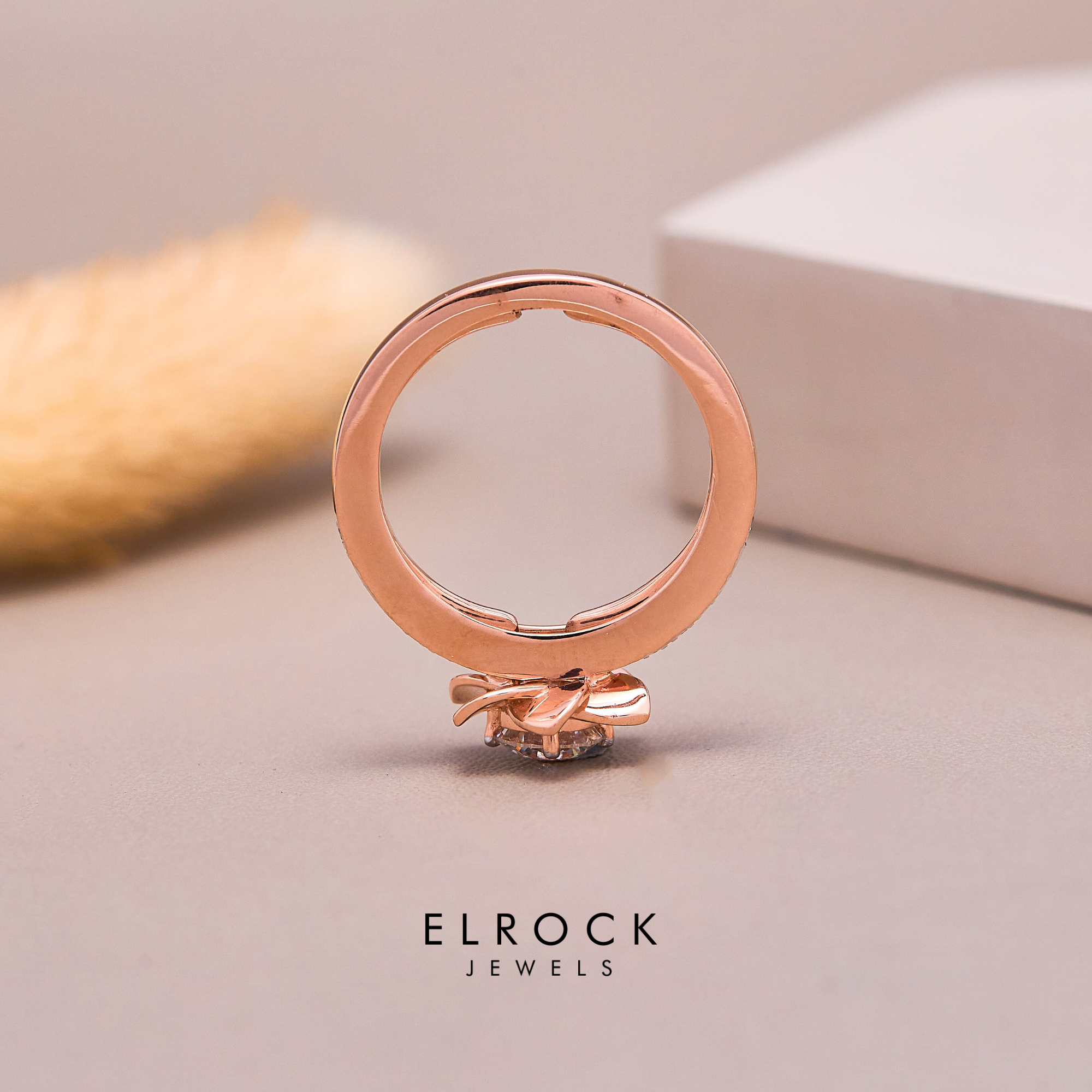 14K Gold Floral Minimalist Lab Grown Diamond Ring
