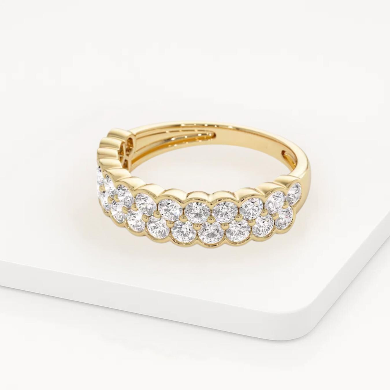 14K Gold Wedding Band, 1.25CT Half Eternity Lab Grown Diamond Band