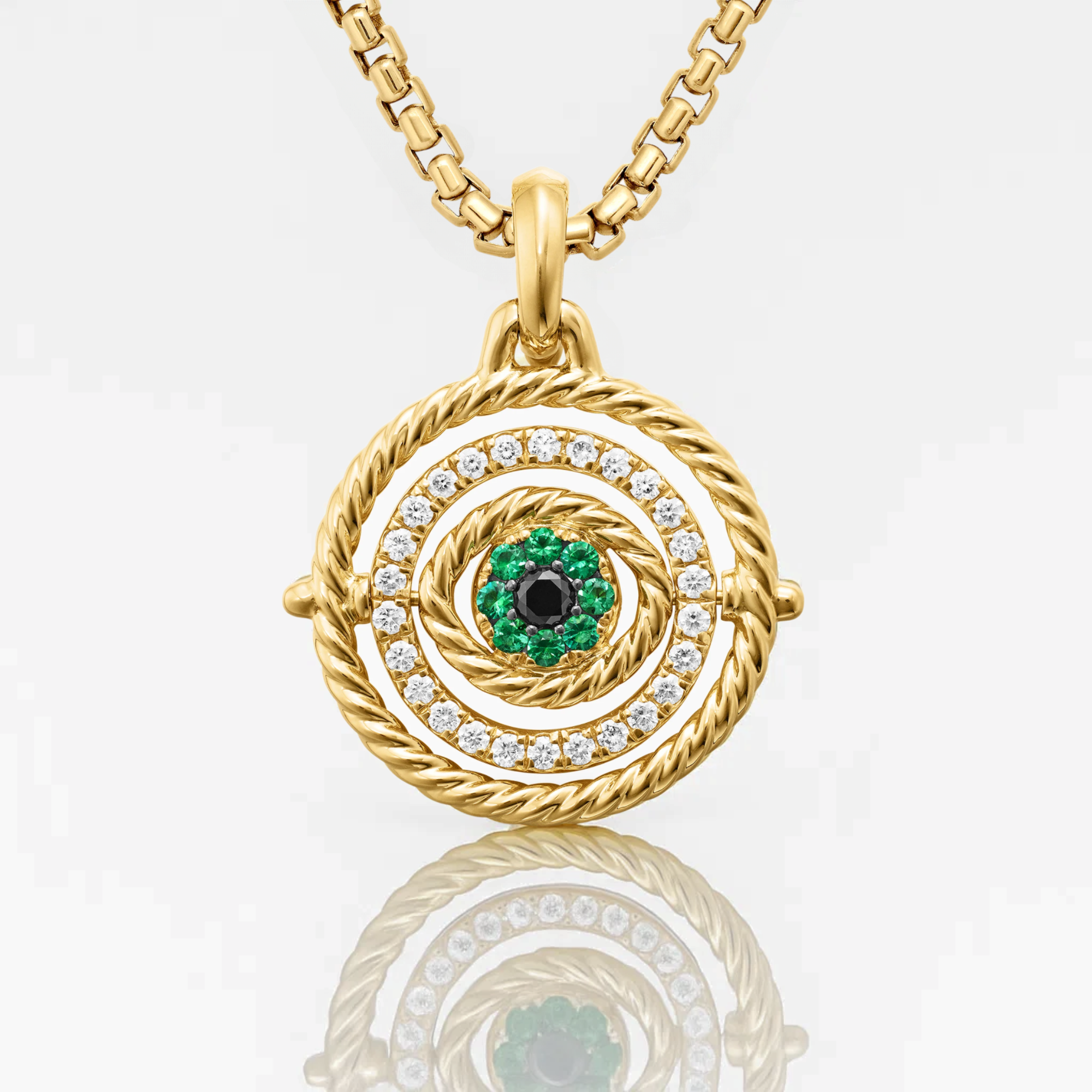 14K Solid Gold Evil Eye Necklace