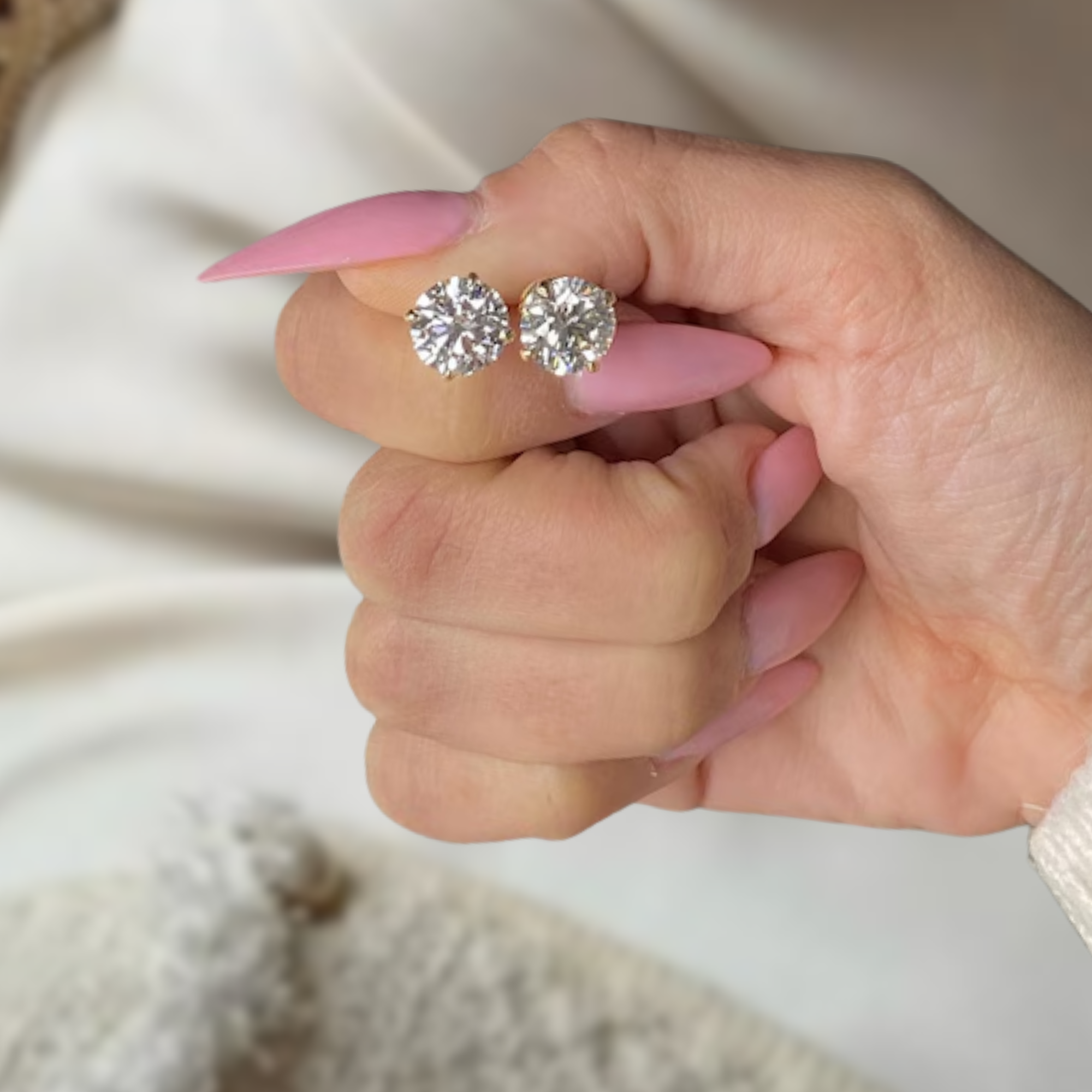 Gold Diamond Stud Earrings