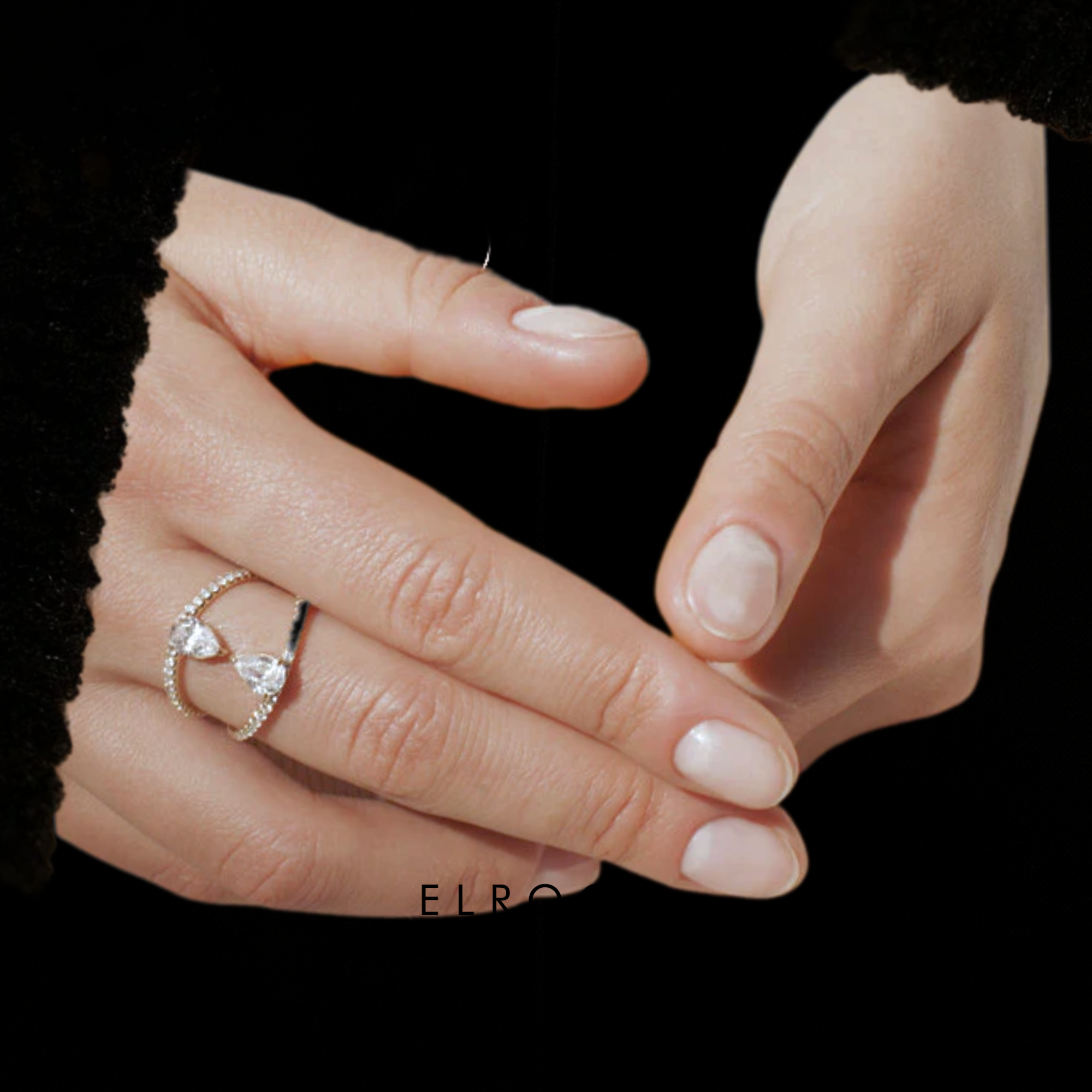14K Gold Double Pear Diamond Ring
