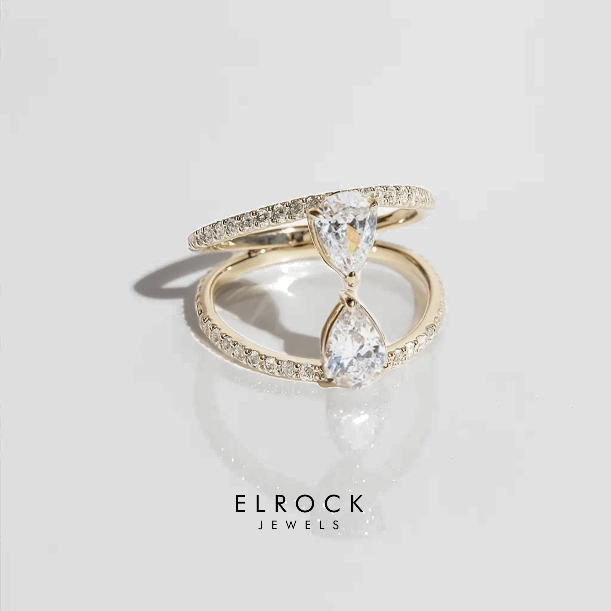 14K Gold Double Pear Diamond Ring