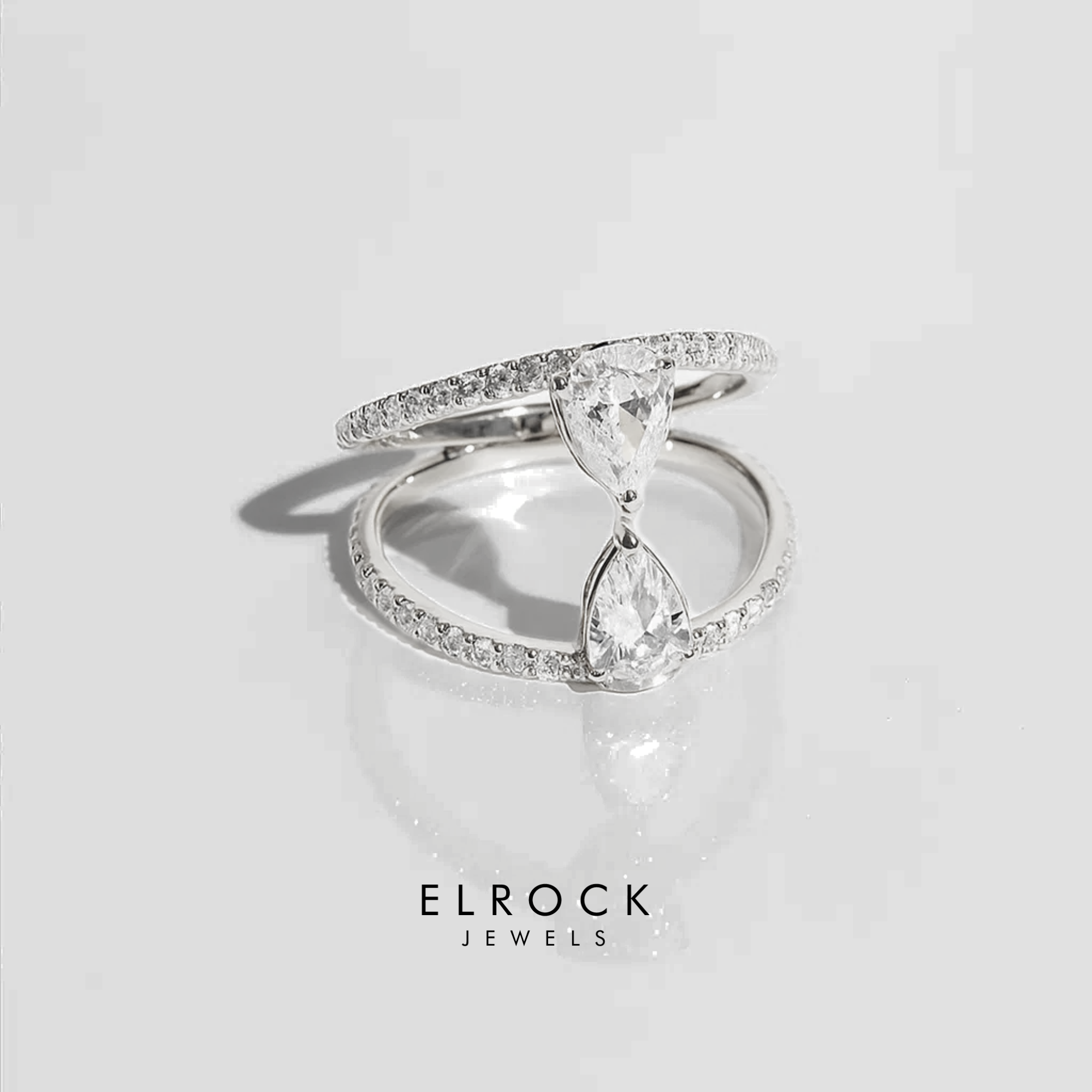 14K Gold Double Pear Diamond Ring