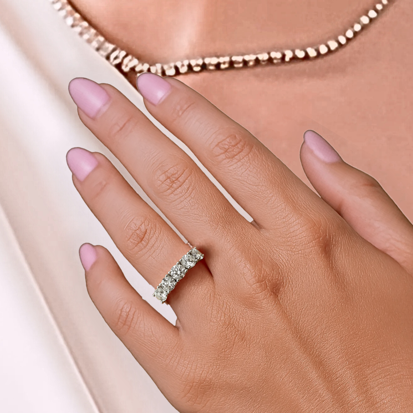 Wedding Stunning Lab Grown Diamond 5 Stone Ring