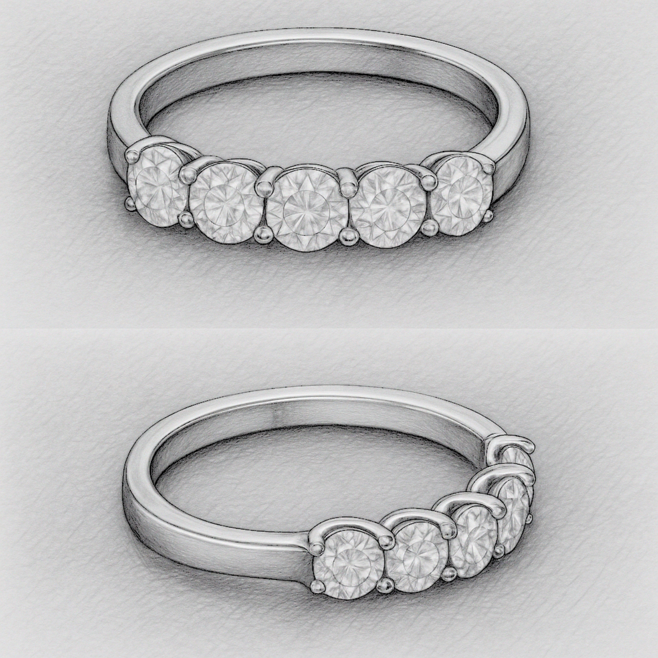 Wedding Stunning Lab Grown Diamond 5 Stone Ring