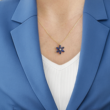 0.06 CT September Birthstone Flower Necklace