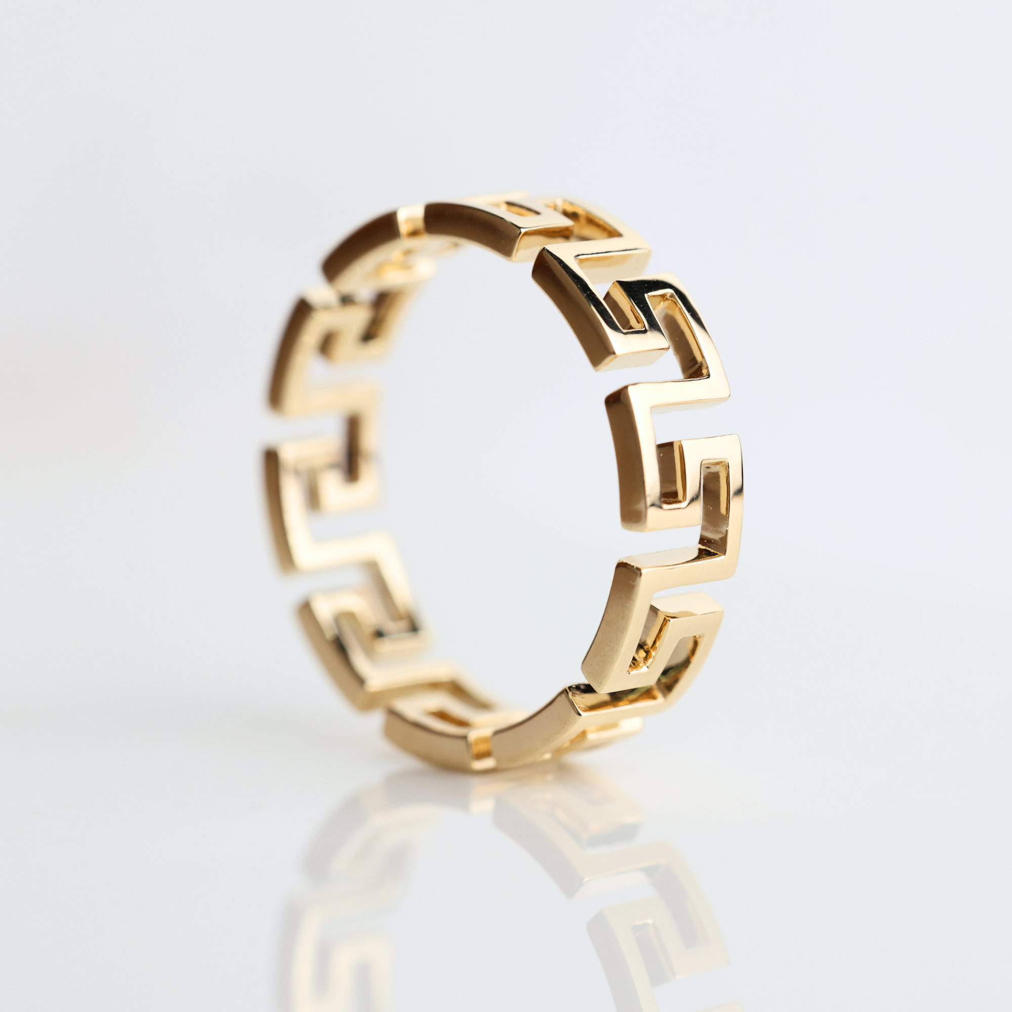 14K Gold Greek Key Ring I Geometric Greek Key Ring