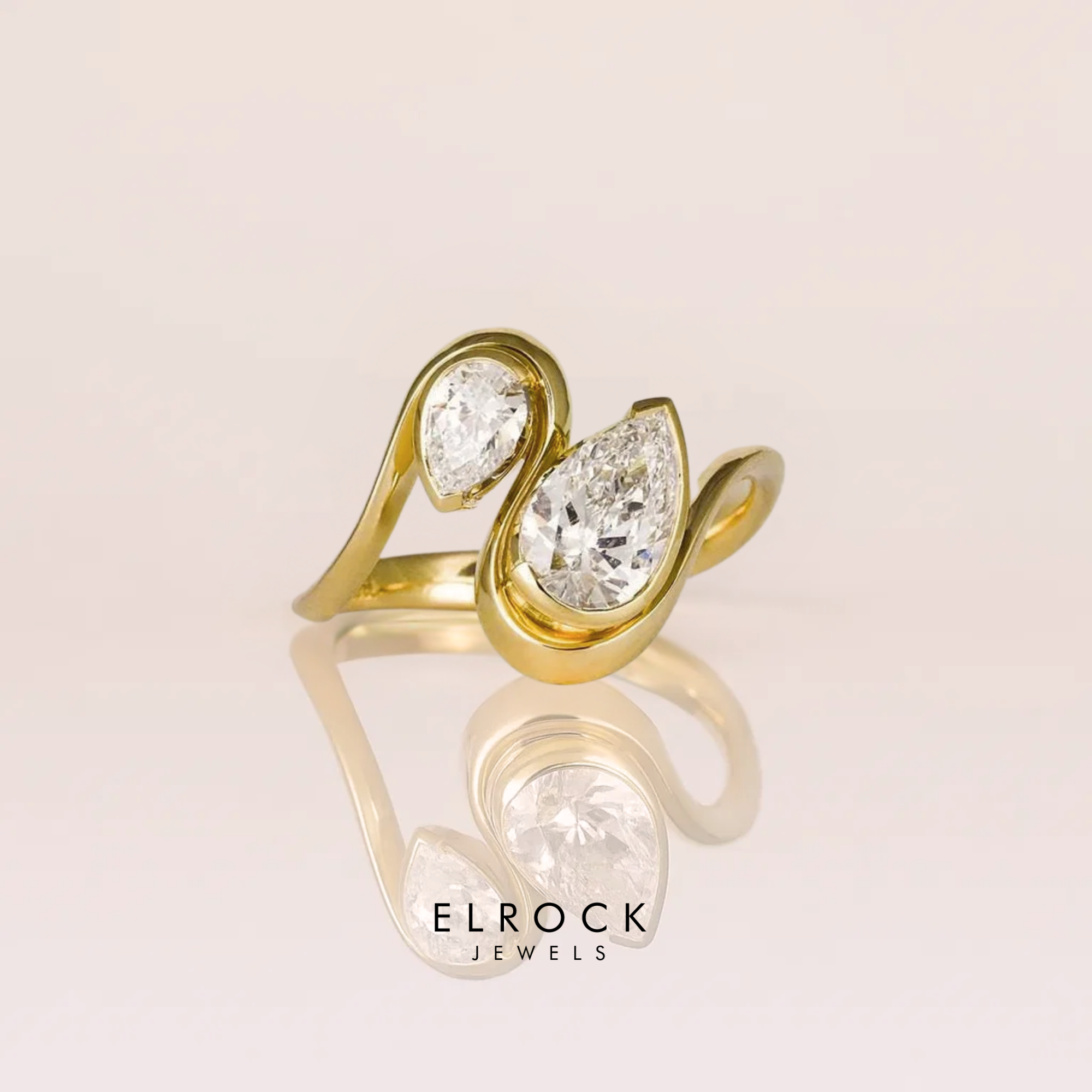 14K Gold Toi Et Moi pear cut Lab Diamond Engagement Ring