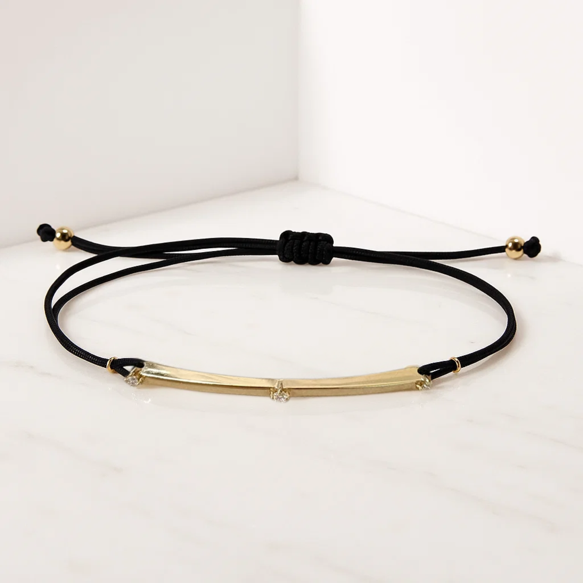 14K Solid Gold Diamond Thread Bracelet
