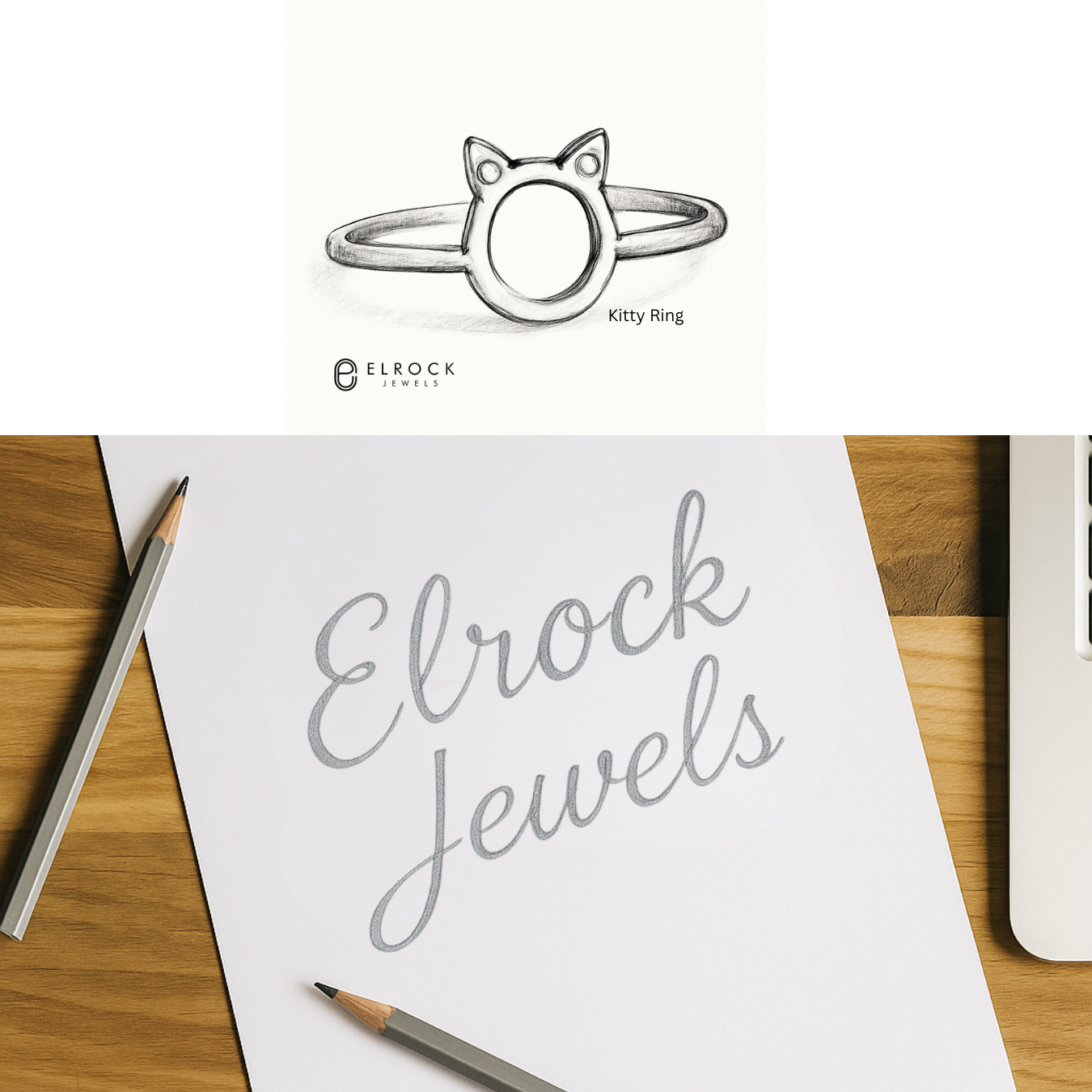 14K Solid Gold Minimalist Diamond Kitty Ring for Women | Minimal Stacking Ring