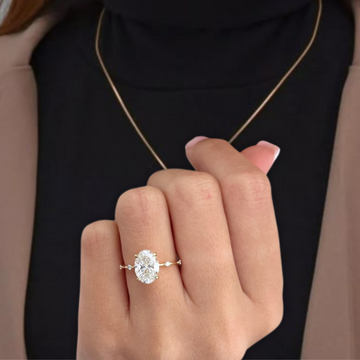 2 CT Oval Diamond Thin 14k Gold Elongated Oval Diamond Ring