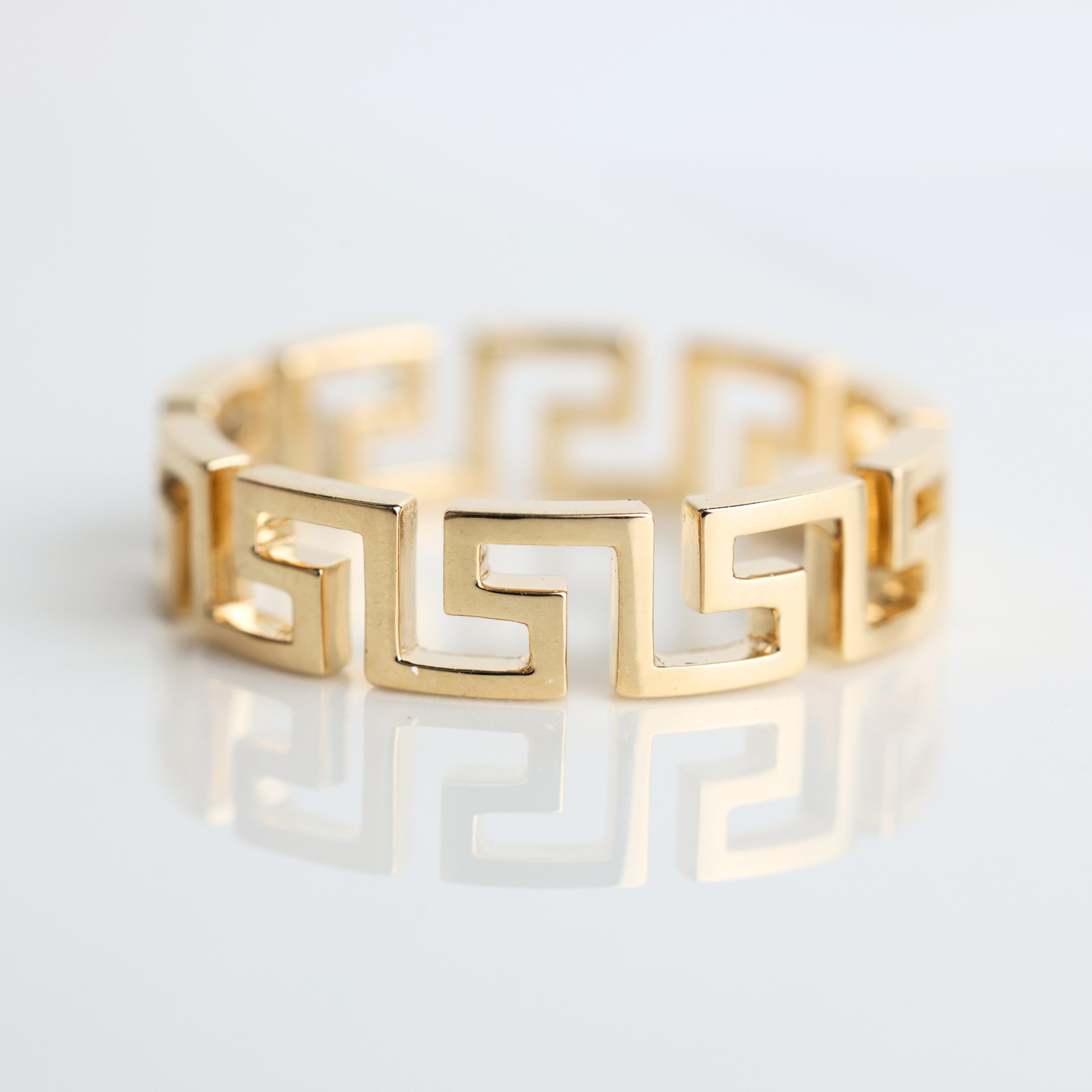 14K Gold Greek Key Ring I Geometric Greek Key Ring
