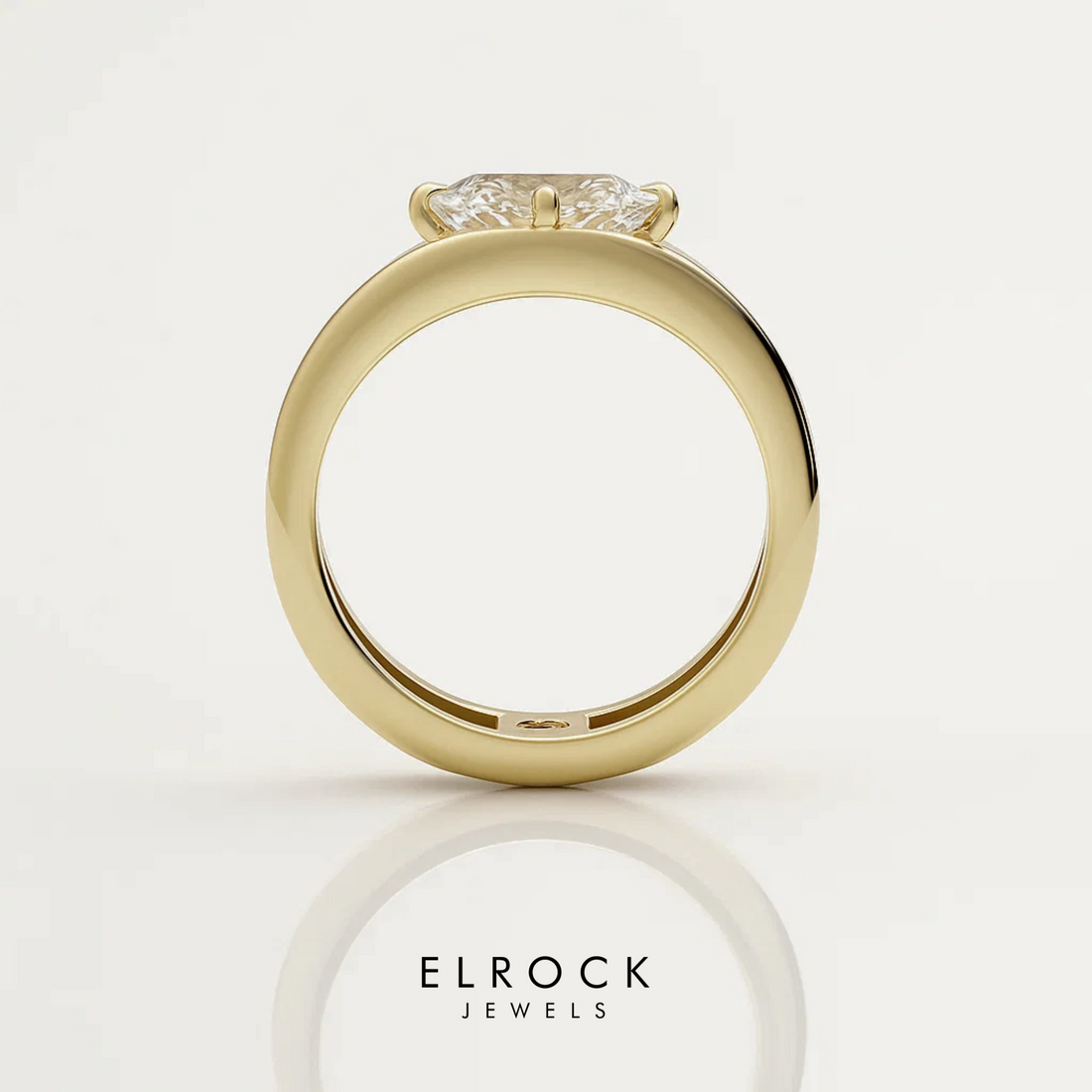 14K Solid White gold Stacking Double band Engagement Ring, Lab Grown Diamond Solitaire Ring  enhancer