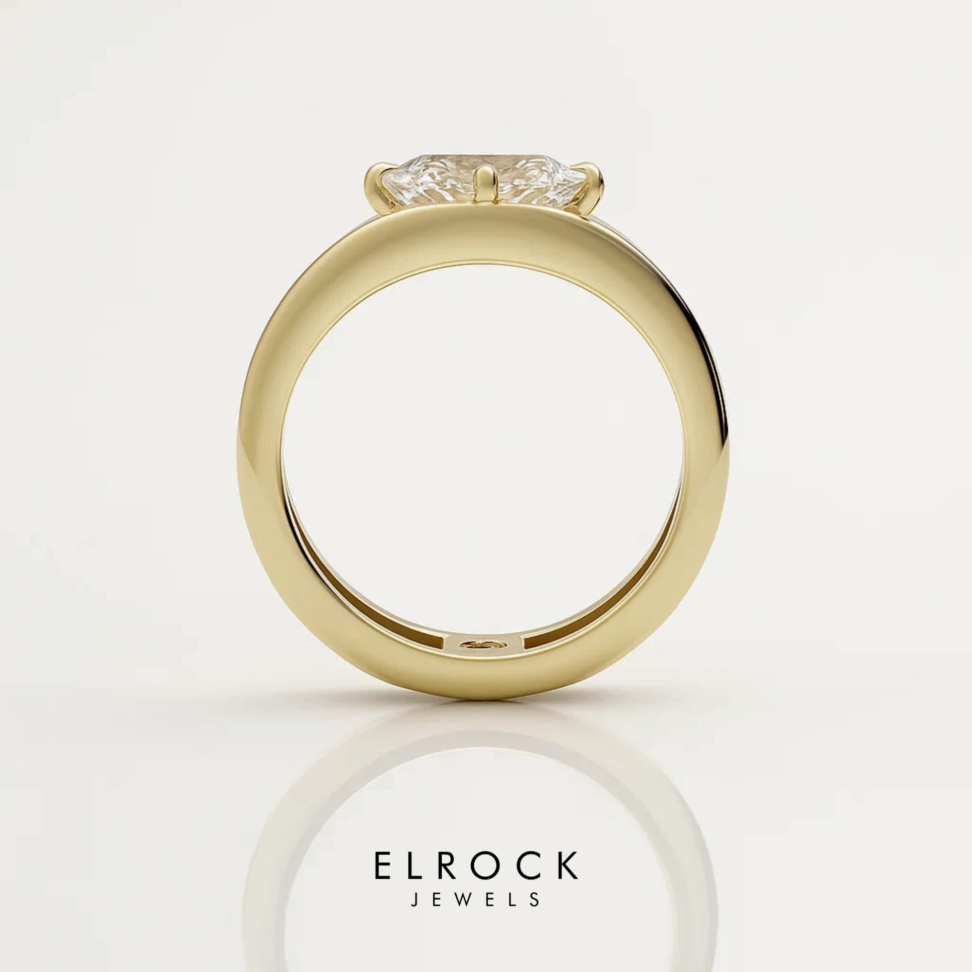 14K Solid White gold Stacking Double band Engagement Ring