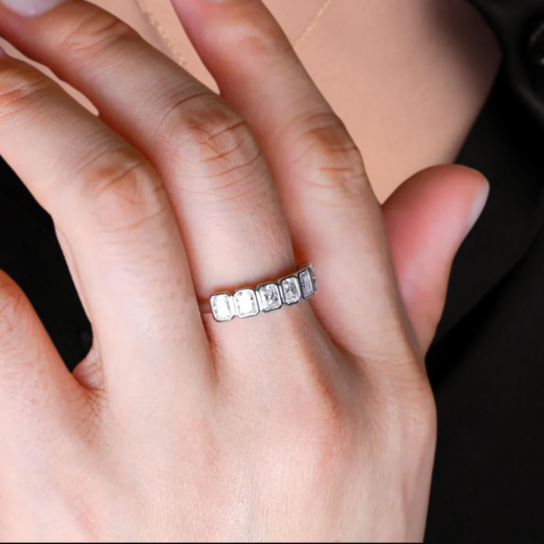 14K Radiant Cut Diamond Band / Eternity Band / Radiant Cut Wedding Band
