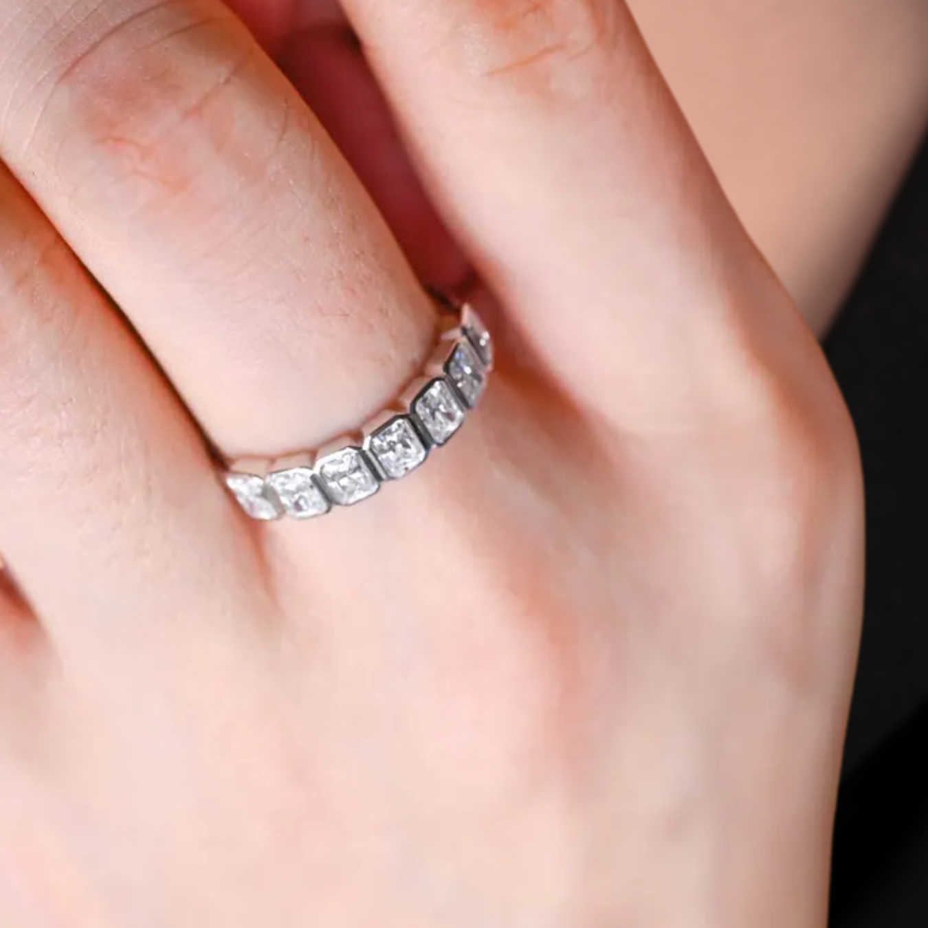 14K Radiant Cut Diamond Band