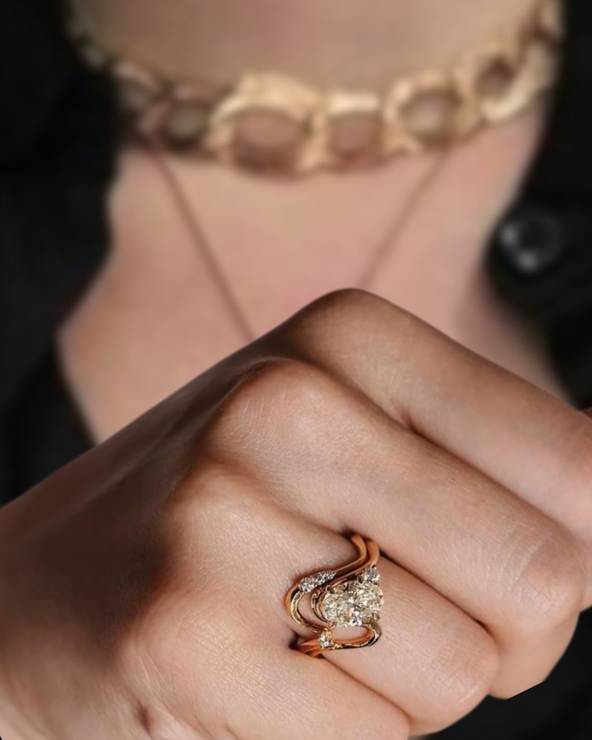 14K Gold 2 carat Oval Lab Grown Diamond Engagement Ring
