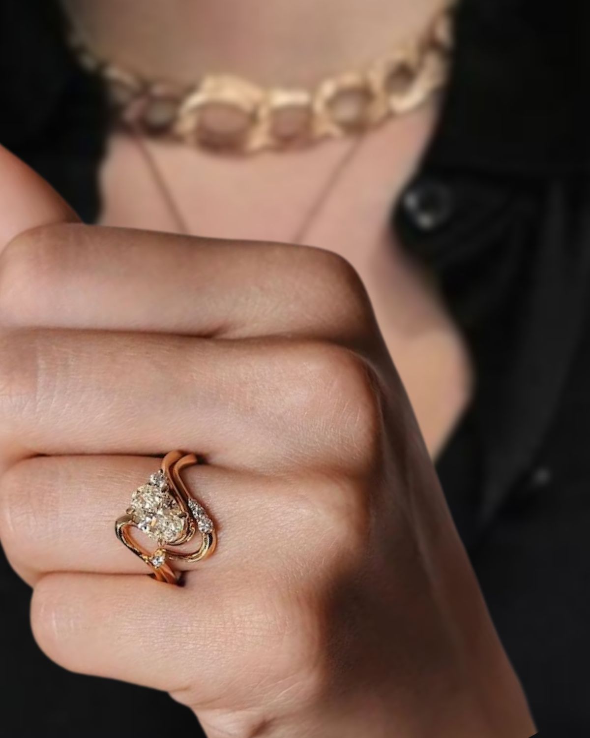 14K Gold 2 carat Oval Lab Grown Diamond Engagement Ring