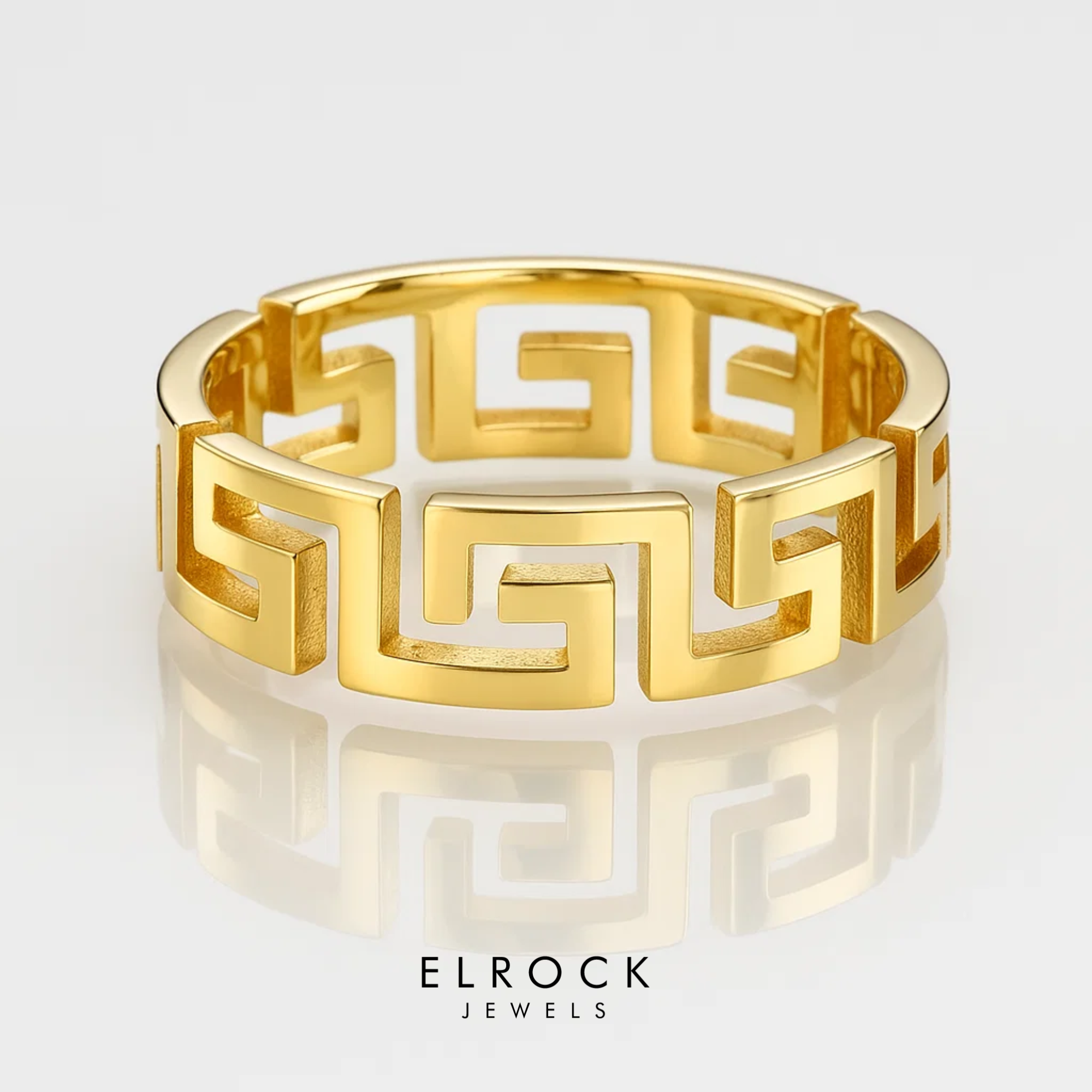 14K Gold Greek Key Ring