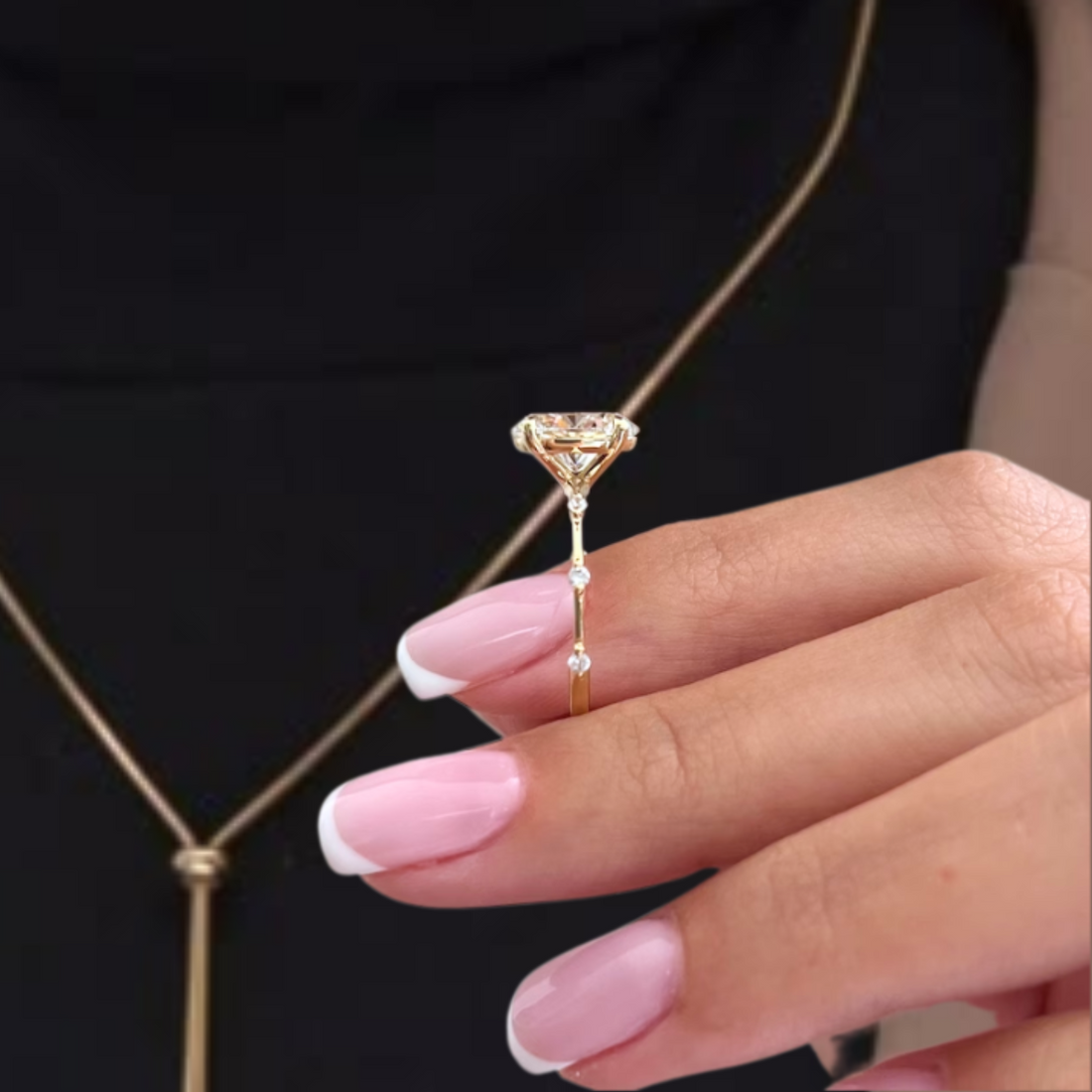 2 CT Oval Diamond Thin 14k Gold Elongated Oval Diamond Ring