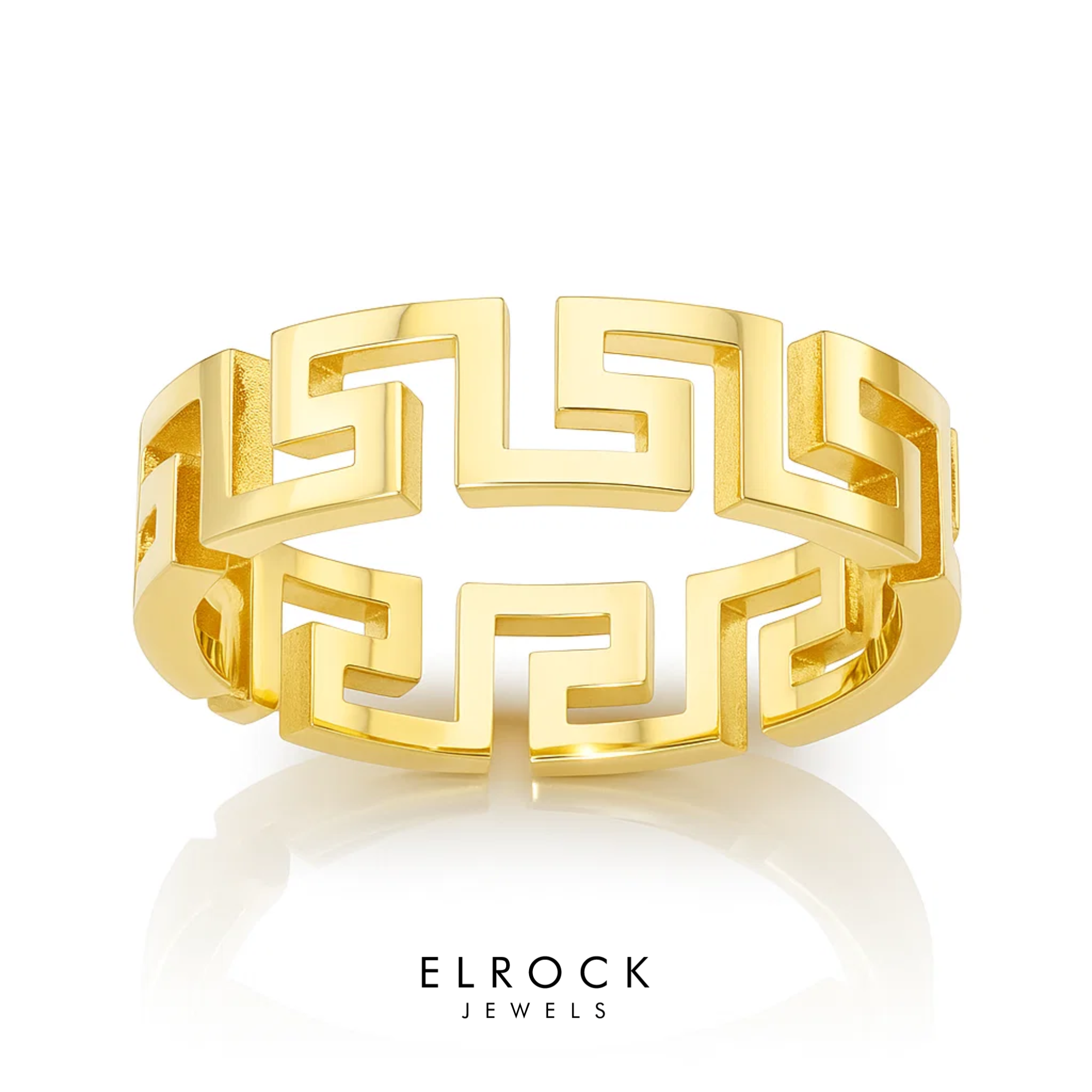 14K Gold Greek Key Ring